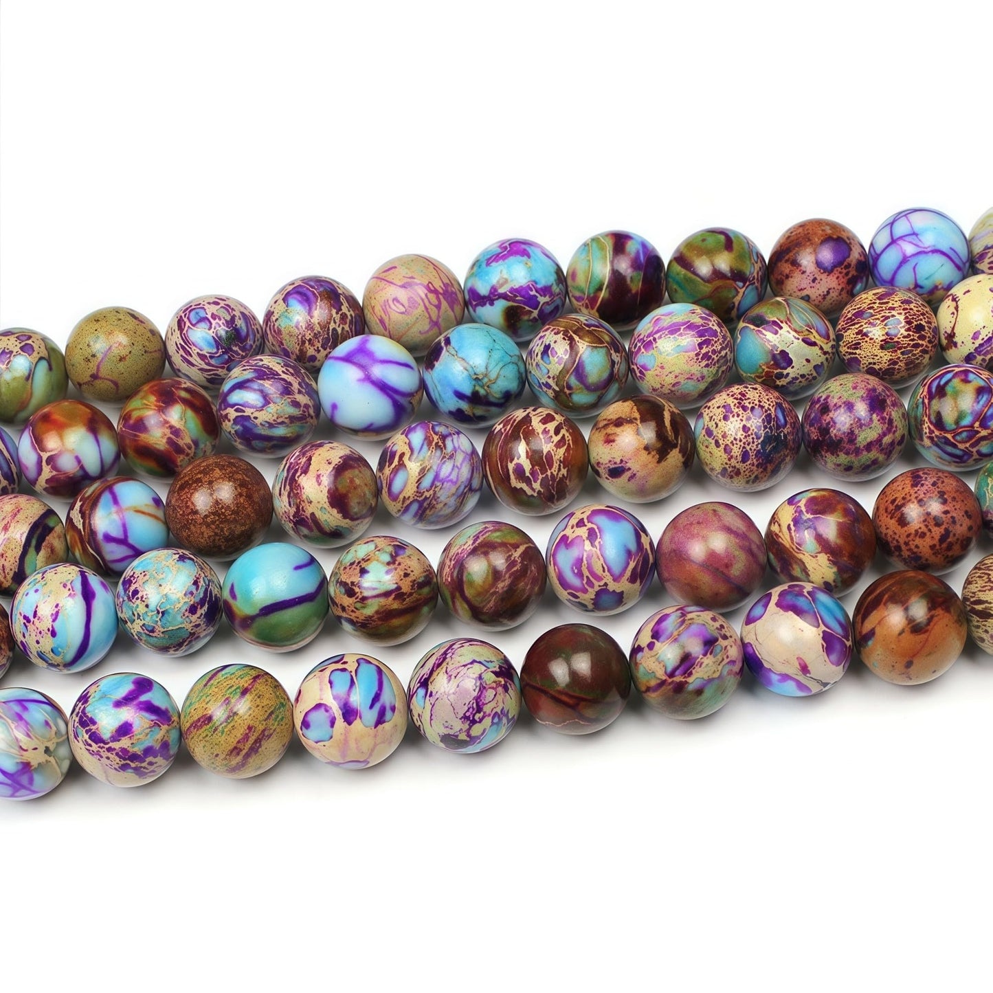 MJDCB 4mm Purple Blue Imperial Jasper Gemstone Beads Round Loose Stone Bead for Jewelry Making Bracelets Necklaces