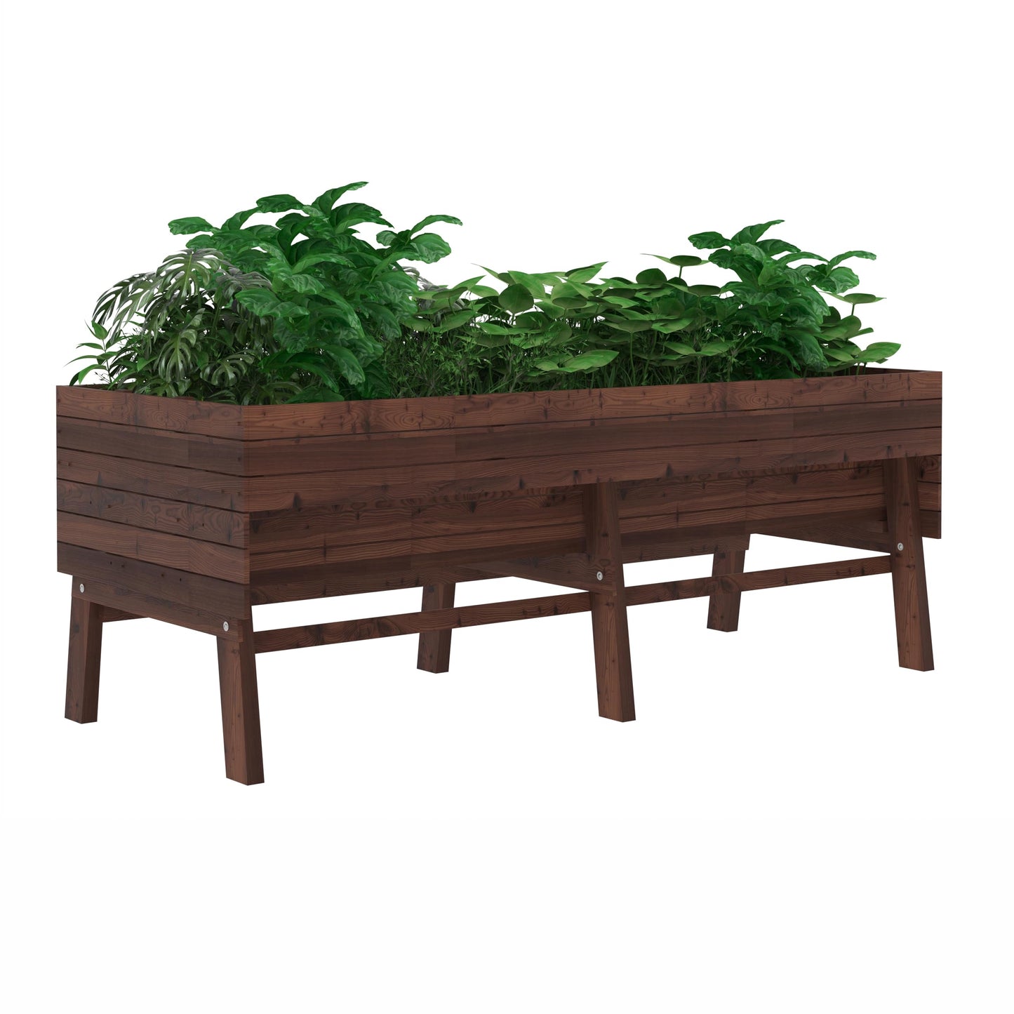 VEIKOU 6x3x2FT Raised Garden Bed, Outdoor Oversize Planter Box with Liner, Cedar Garden Bed with Legs for Vegetables Flower Herb, 837lbs Capacity, Rustic Brown