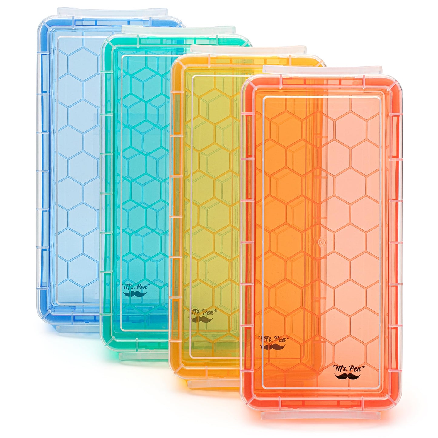 Mr. Pen- Pencil Box, 4 Pack, Assorted Color, Plastic Pencil Box Case, Pencil Case, Crayon Box