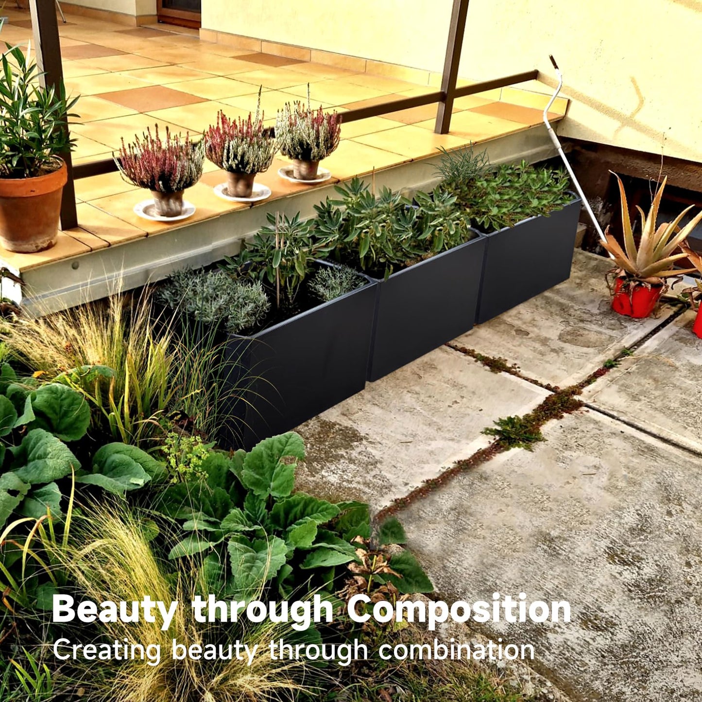 GJWCVL Steel Planter Box-36"x15"x15"-Large Rectangular Planter Indoor or Outdoor Black Matel Planter Box Commercial Residential for Patio Porch Deck Home Backyard
