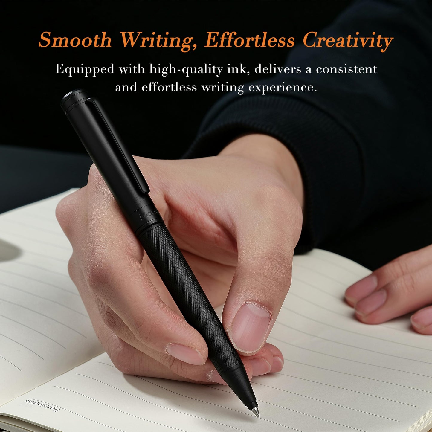 MCNTEIK Matte Black Forest Gel Pen, Exquisite Surface Texture Design, Black Ink Refill, Fancy Gift Set for Men & Women, Retractable, Business Signature, Executive, Unique, Office, Nice Designer Pens