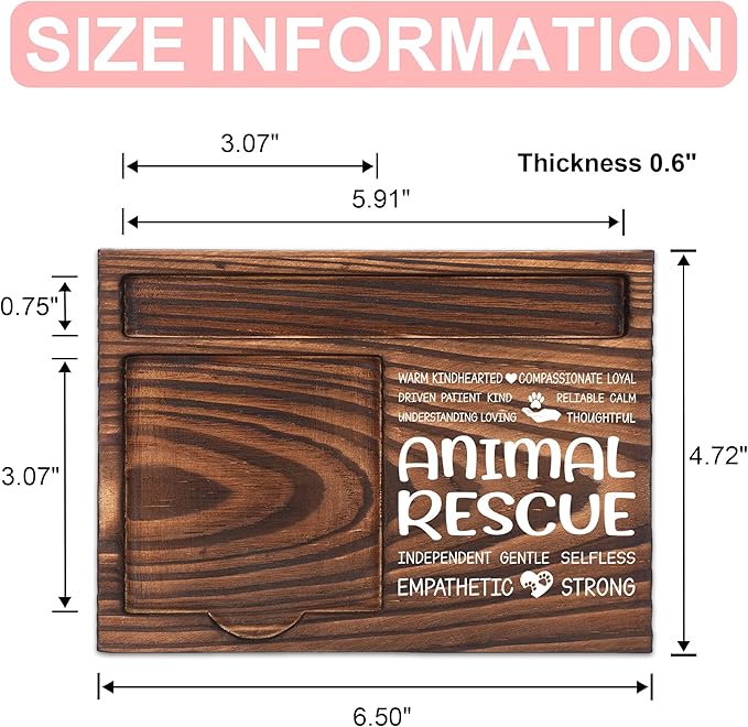 Animal Rescue Appreciation Gifts, Thank You Gift for Animal Rescue, Humane Shelter Office Coworkers Staff Appreciation Gifts, Sticky Note Holder Wooden Notepad & Pen Holder 6.5" x 4.7" - FTA276