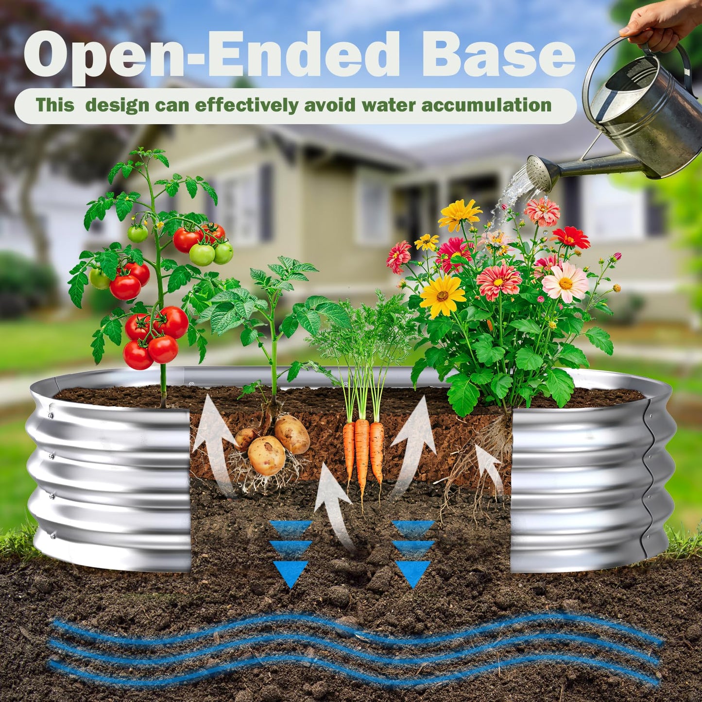 Tegarbed Galvanized Raised Garden Bed Outdoor, 4x2x1ft Metal Heavy Duty Planter Boxes for Gardening, Easy Assemble Bottomless Small Oval Plant Container Kit for Vegetable, Flower, Fruit, Silver, 1Pack