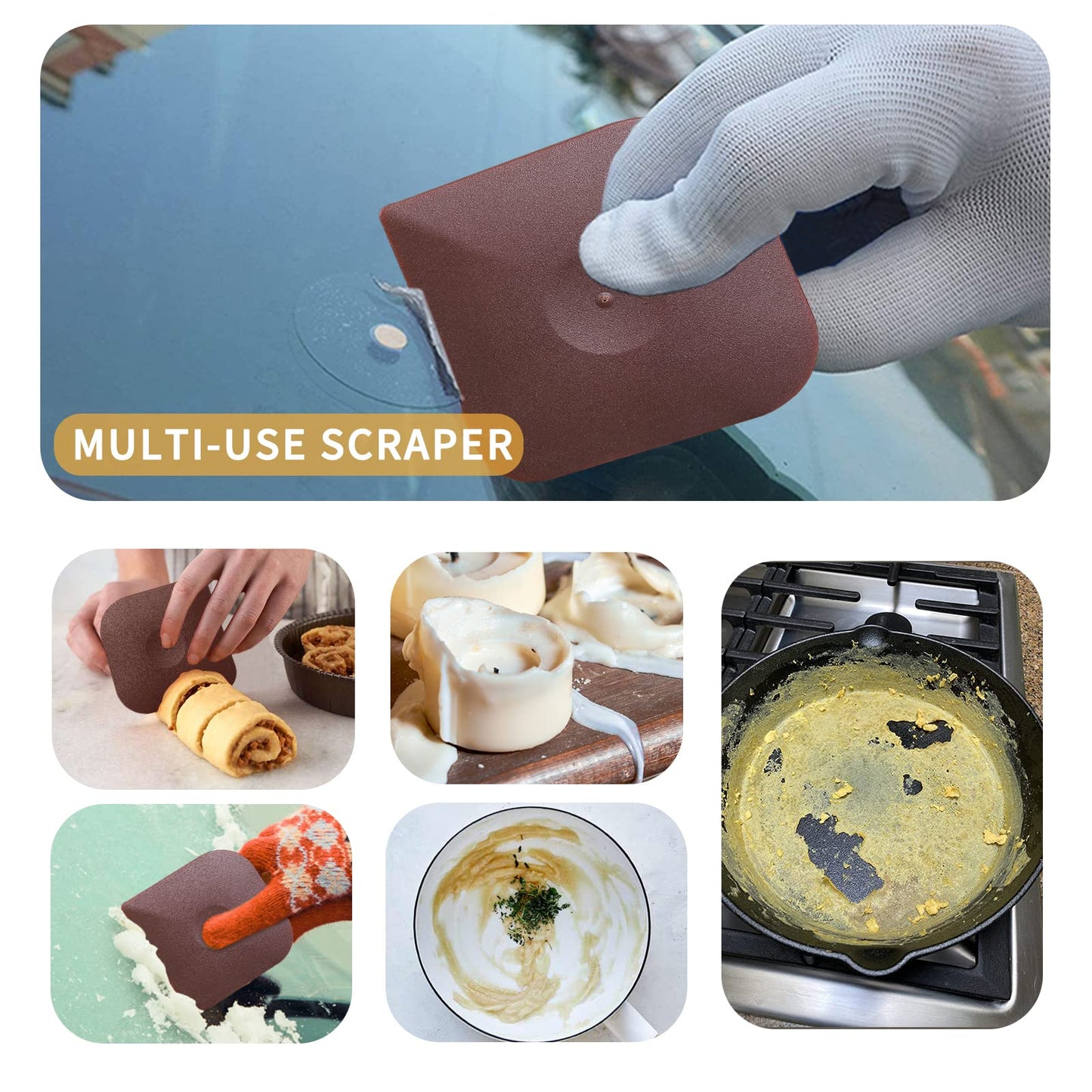 Cast Iron Cleaner Scrubber with Pan Scraper, Upgraded Chain Mail Scrubber Cast Iron Cleaning Kit, Metal Chainmail Scrubbing Sponge Scrub Brush to Clean Pan, Skillet, Grill, Dutch Oven, Wok