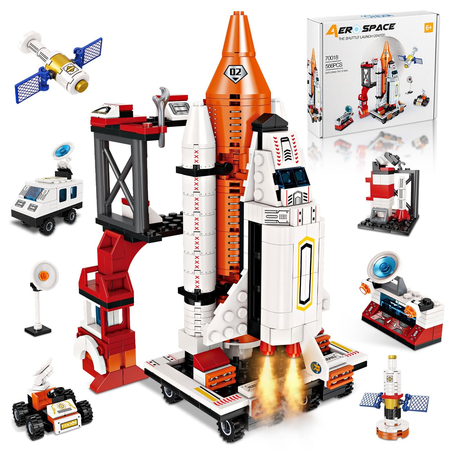 ZZXYPX 12-in-1 Space Rocket Building Blocks Kit - STEM Educational Toy Ages 6-12, 566 Pieces Creative Assembly Set for Kids