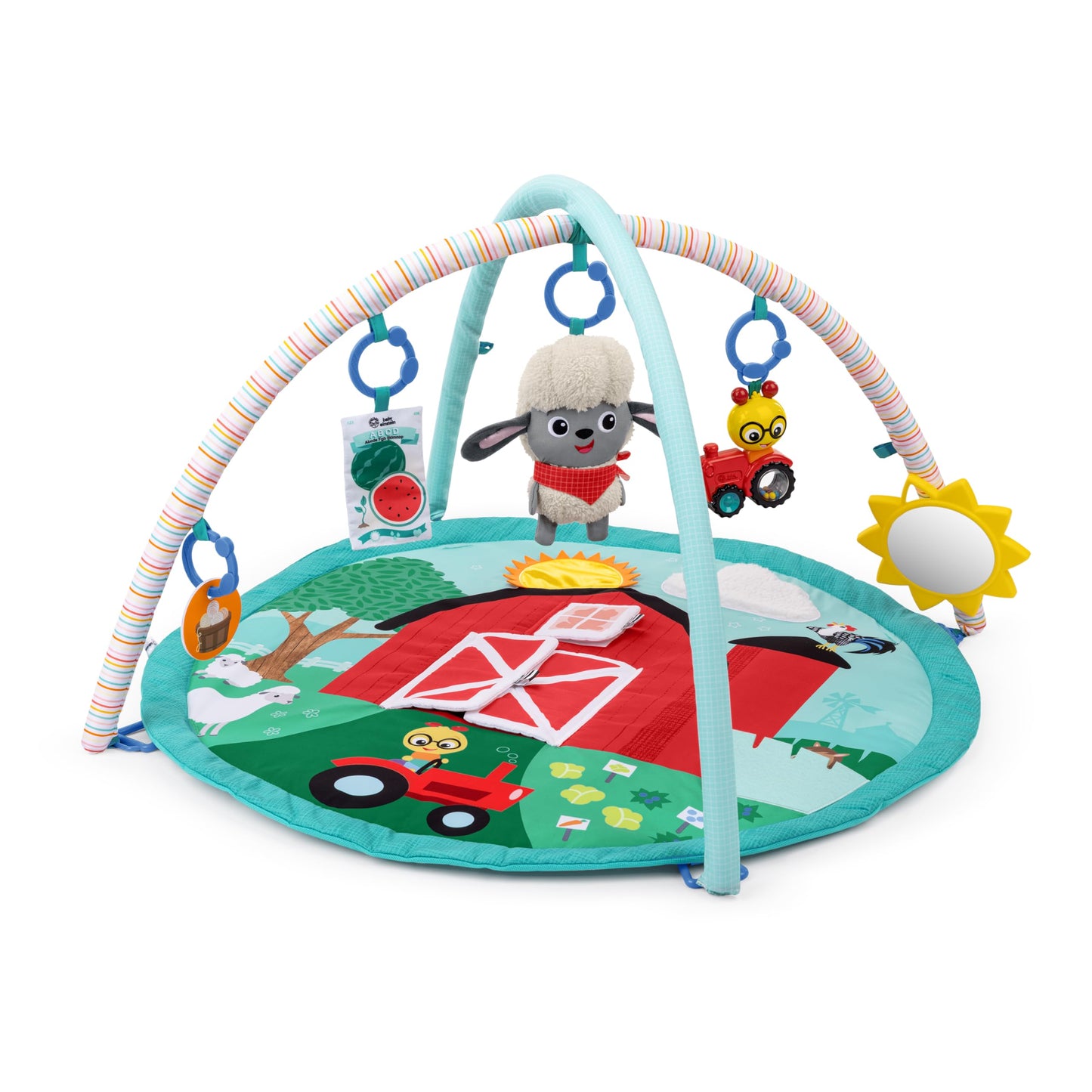 Baby Einstein Ingenuity Farm Explorers Happy Harvest Touch & Feel Baby Play Gym & Mat with 5 Removable Toys, 20+ Songs & Sounds, Ages 0+ Months