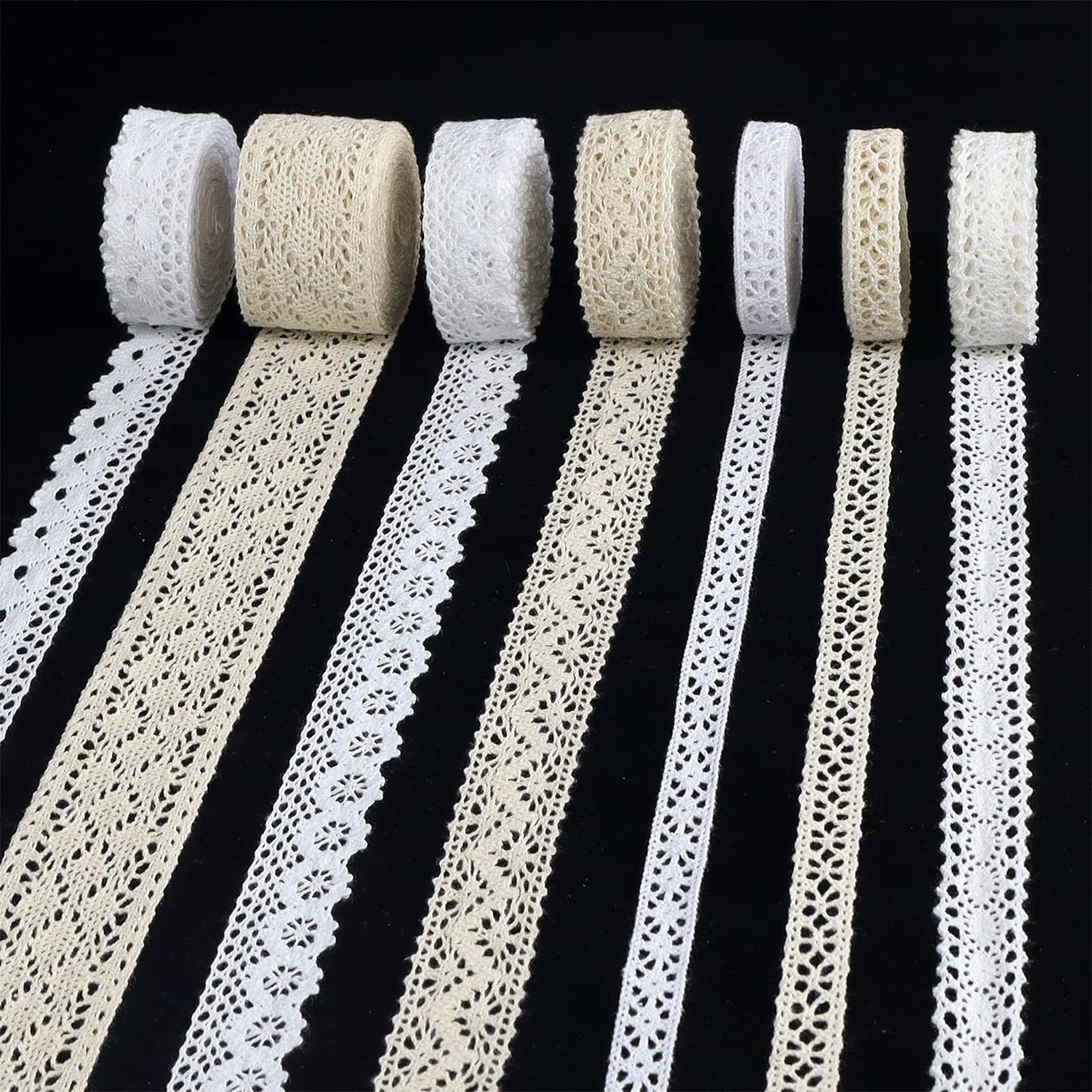 ZNZAKKA Crochet Lace Ribbon Sewing Lace Trim for DIY Scrapbooking Wedding Crafts Supply, 28 Yards (Mix)