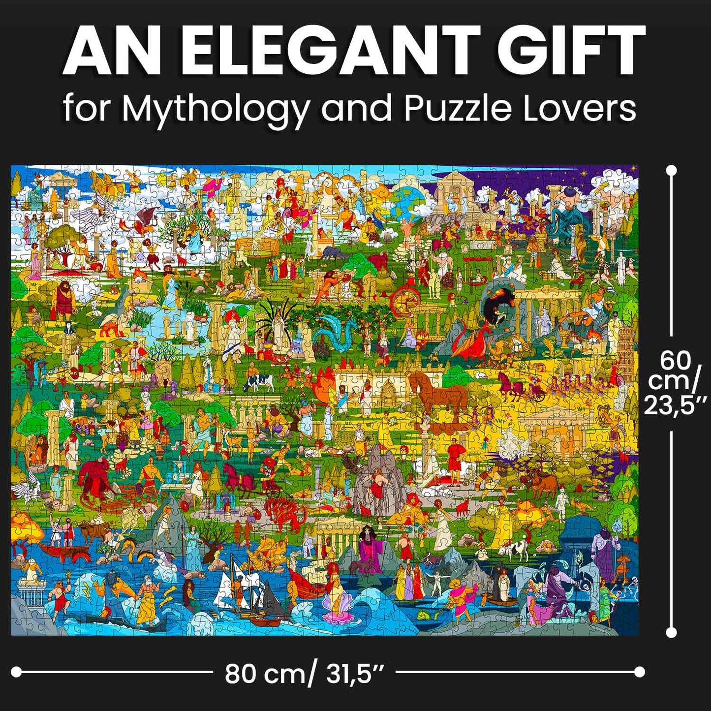 QUOKKA 1000 Piece Jigsaw Puzzle for Adults Greek Gods – Puzzles for Adults 1000 Pieces Premium Box Packaging - Extra Fun with Hidden Secrets & Audio Story – Perfect Relaxation & Creativity & Gift