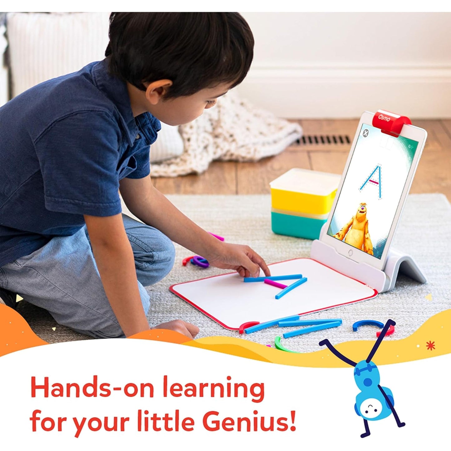 Osmo - Little Genius Starter Kit for iPad - 4 Hands-On Learning Games - Ages 3-5 - Problem Solving, Phonics & Creativity (Osmo iPad Base Included), Multicolor