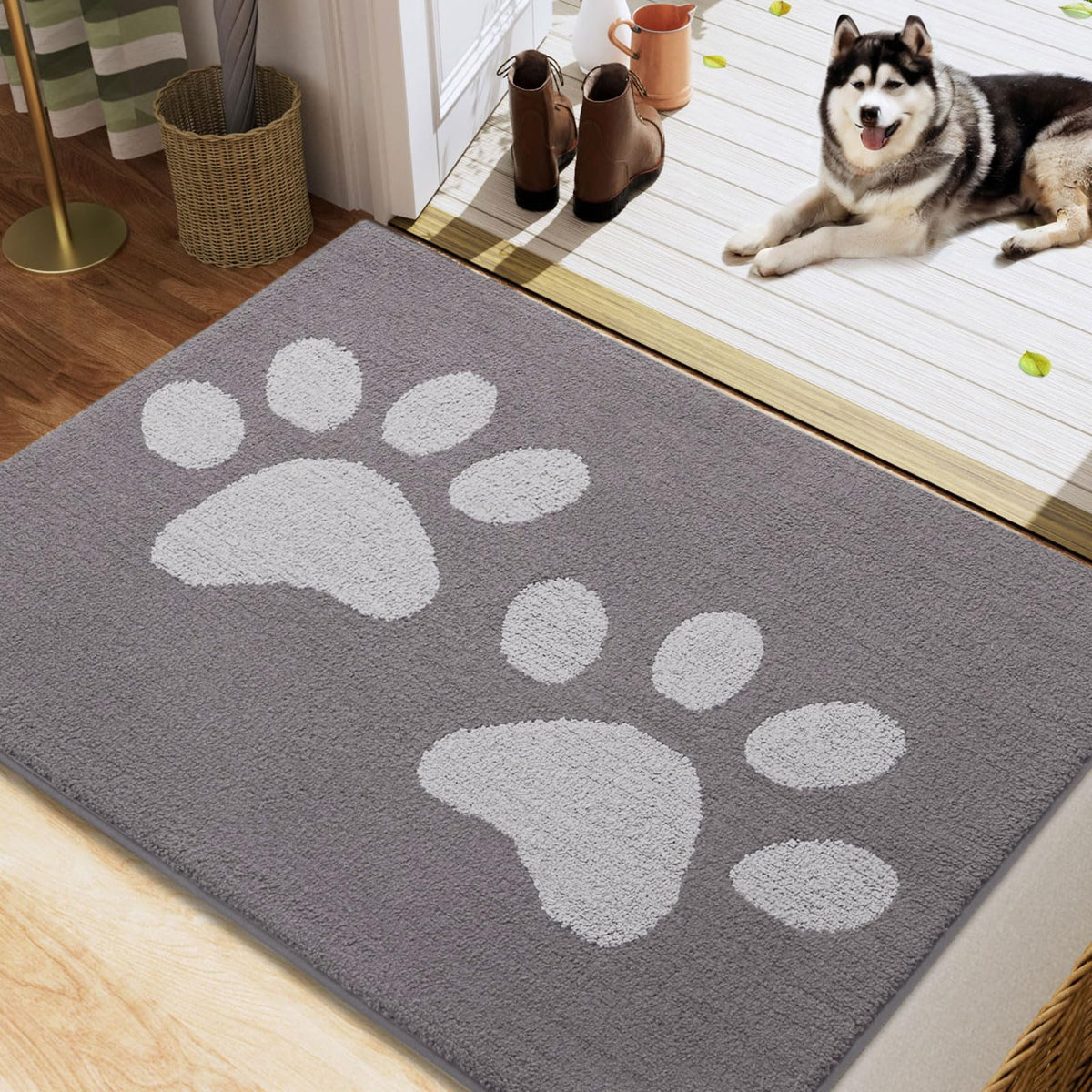Buganda Dog Door Mat for Muddy Paws 40x32, Absorbent Doormat for Inside