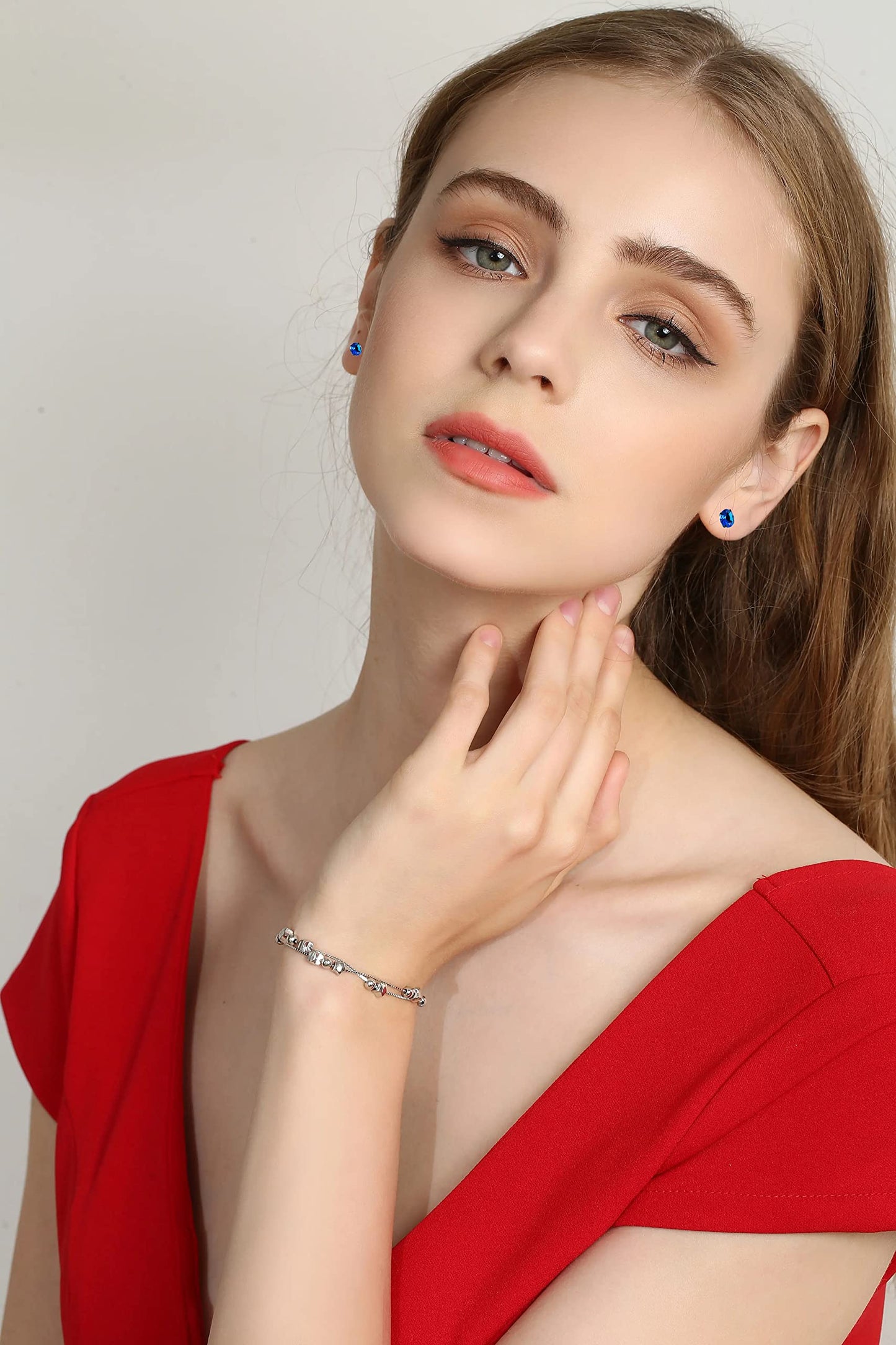 Hopply 4 Pairs Titanium Screw Back Surgical Stainless Steel Earrings for Women Men,Rainbow 5A Cubic Zirconia Studs Double Side Earrings Piercing Sleeper Jewelry 6mm