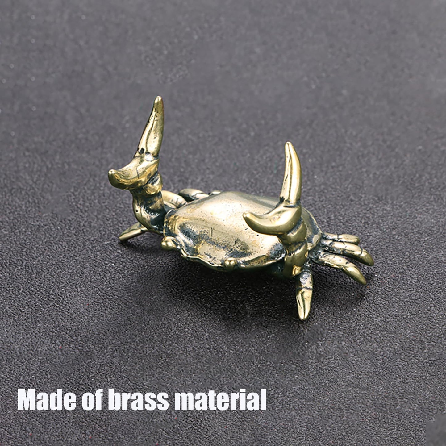 Qaoliffa Funny Crab Pen Holder, Bronze Weightlifting Crab Desk Pen Stand for Office Display Decoration