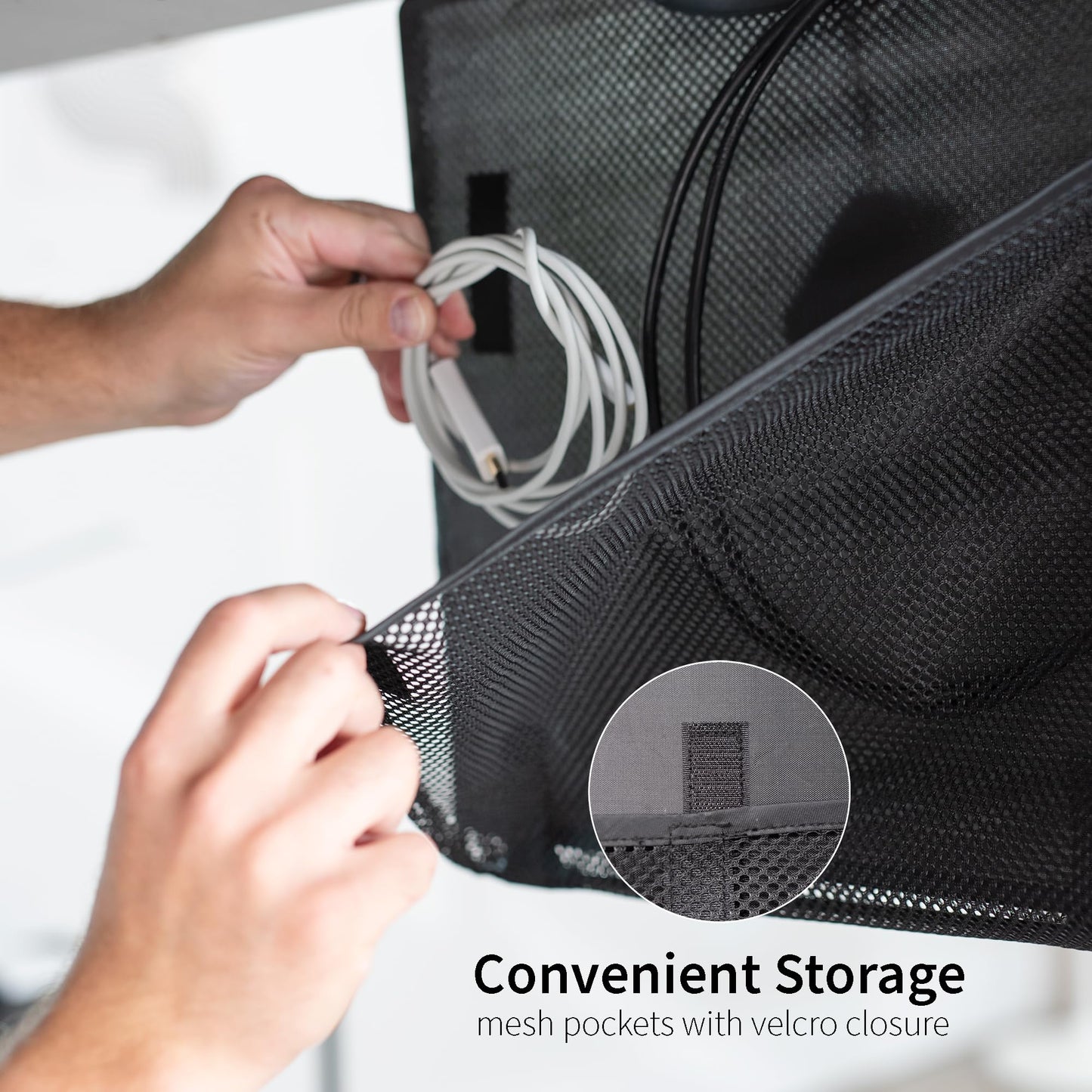 VIVO Black 30 inch Under Desk Privacy and Cable Management Organizer Sleeve, Wire Hider Kit Panel System, DESK-SKIRT-30