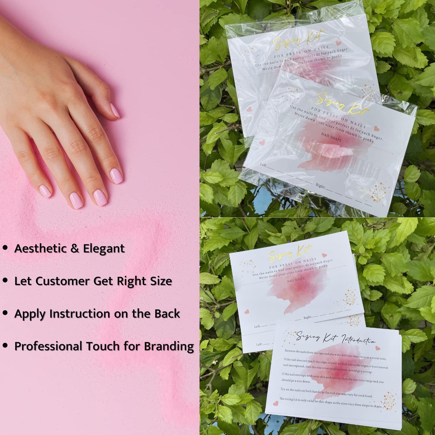 Press On Nails Sizing Kit Card and Ocean Nail Charms Bundle