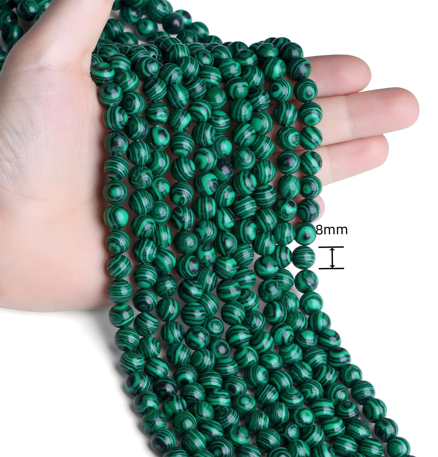 NUKAYAI Natural Malachite Beads 100Pcs 8mm Crystal Beads Loose DIY Round Green Stone Bead for Bracelet Necklace Earrings Making