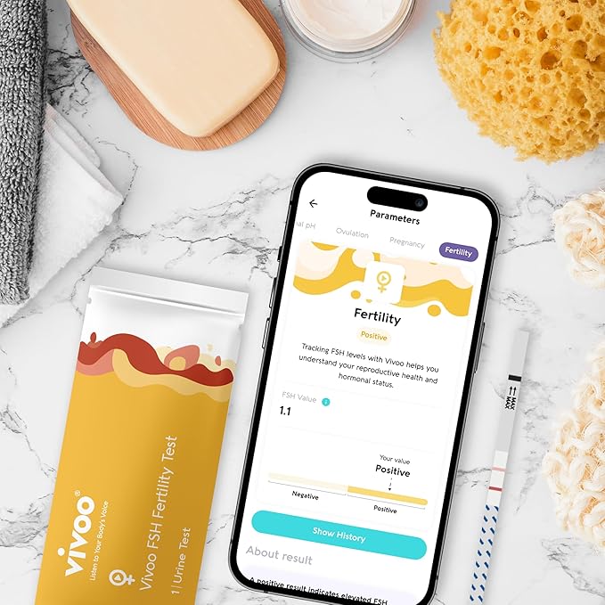 Vivoo Fertility Test, Monitor Your Ovarian Reserve at-Home, Scan & Track Your Results with Vivoo App, Individually Wrapped 10 Fsh Test Strips and 10 Urine Collector