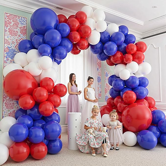 412Pcs Red White and Blue Balloons Garland Arch Kit, 5 10 12 18 inch Red White Blue Balloons for 4th of July Patriotic Decorations Graduation Baseball Birthday Party Decorations