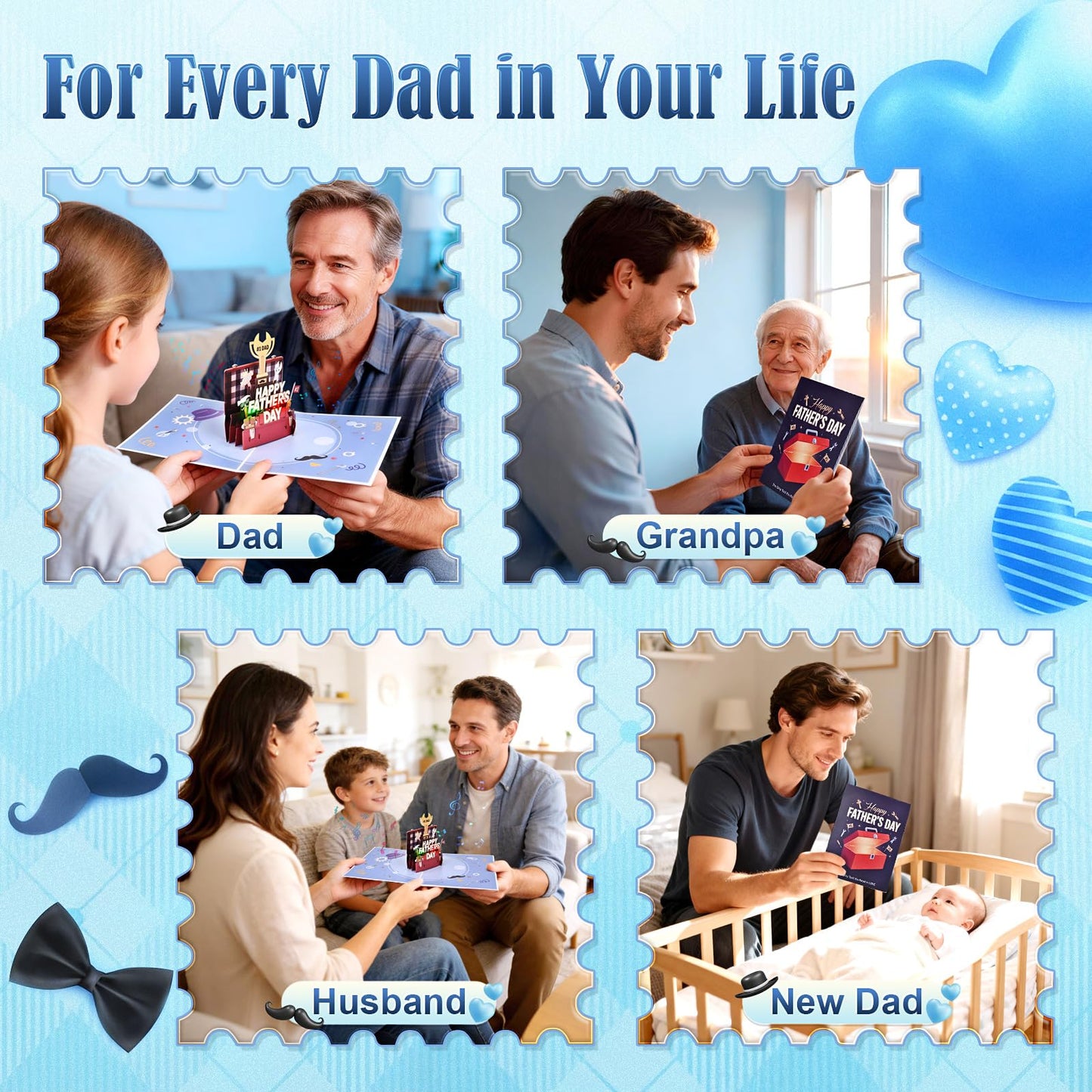 Leopong Father's Day Pop Up Card, Musical & LED Lighted 3D Toolbox,Unique Greeting Gift for Dad/Husband