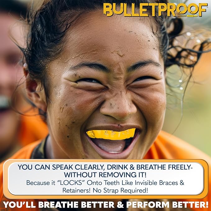 Bulletproof: World’s Thinnest Most Breathable Mouthguard is 3X Stronger! Wrestling Football Basketball MMA Hockey Rugby BJJ Lacrosse Boxing Men Sports Mouth Guard Grinding Teeth Adult Youth Braces