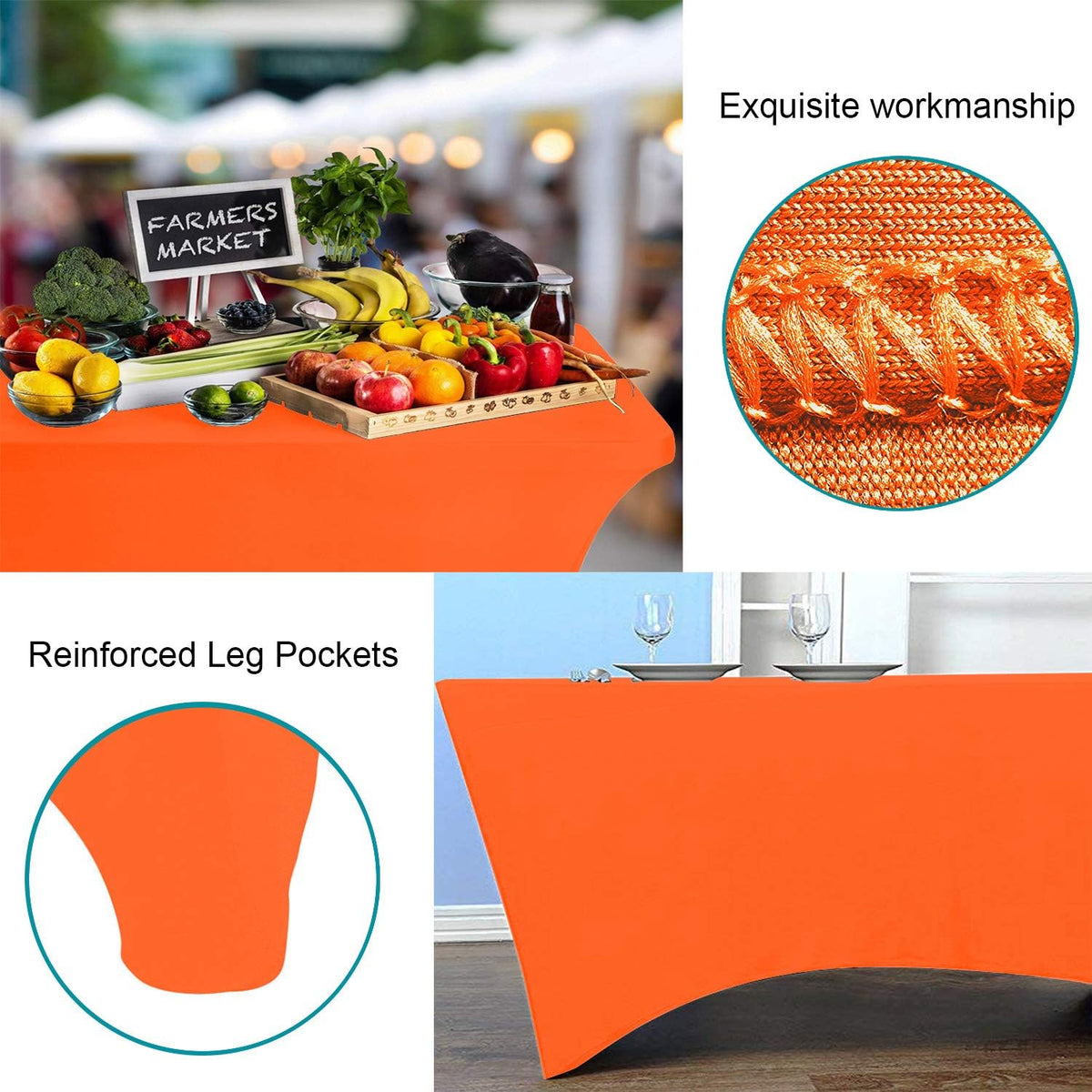 RELIANCER 1 Pack Stretch Spandex Table Covers for Rectangular Tables,6FT Elastic Fitted Tablecloth,Universal Rectangular Table Cloth Protector for Outdoor Party,Wedding,Bar,Birthday,Banquet,Events