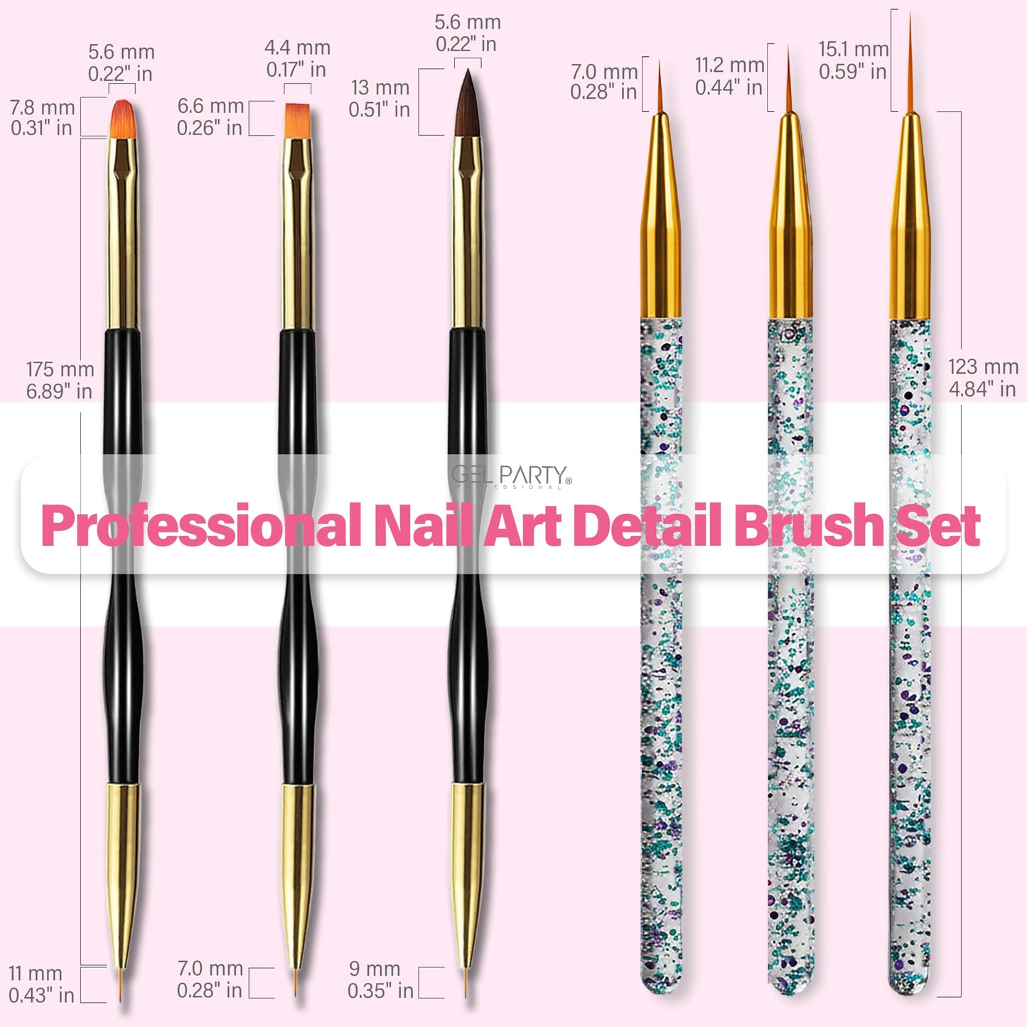 GELPARTY 49 PCS Nail Art Brush Set with Dotting Tools, Liner Brushes, Silicone Sculpting Tools & Tweezers – Professional Nail Design Kit for Acrylic, Poly Gel, Builder, DIY & Salon Use