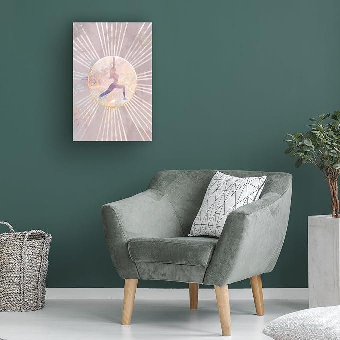 Trademark Fine Art Canvas Wall Art - Sarah Manovski 'Pink Yoga Sun Rays' Wall Art for Living Room, Bedroom, or Office Décor