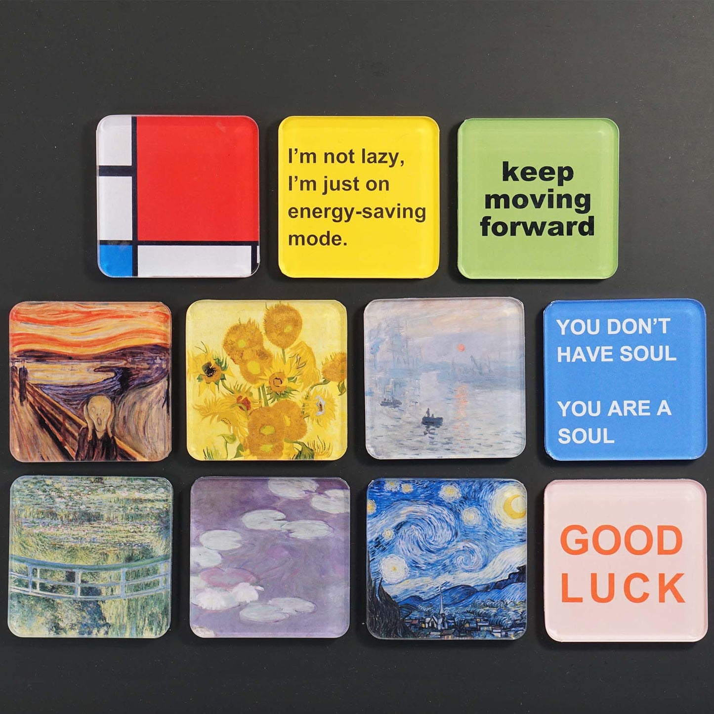 15 Pcs DIY Fridge Magnet Craft Set Acrylic Square Decorative Refrigerator Magnet with Adhesive Backing Ferrite Magnets for Office,Classroom,Cabinets,Kitchen(2 Inch,54 Piece)