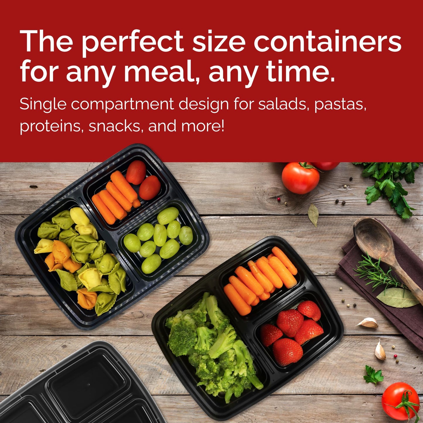 Reli. Meal Prep Containers 32 oz (20 Pack) 3 Compartment Meal Prep Containers Reusable, Microwave Safe | Plastic Togo Box for Food | Mealprep Box for Takeout, To Go, Leftover, Food