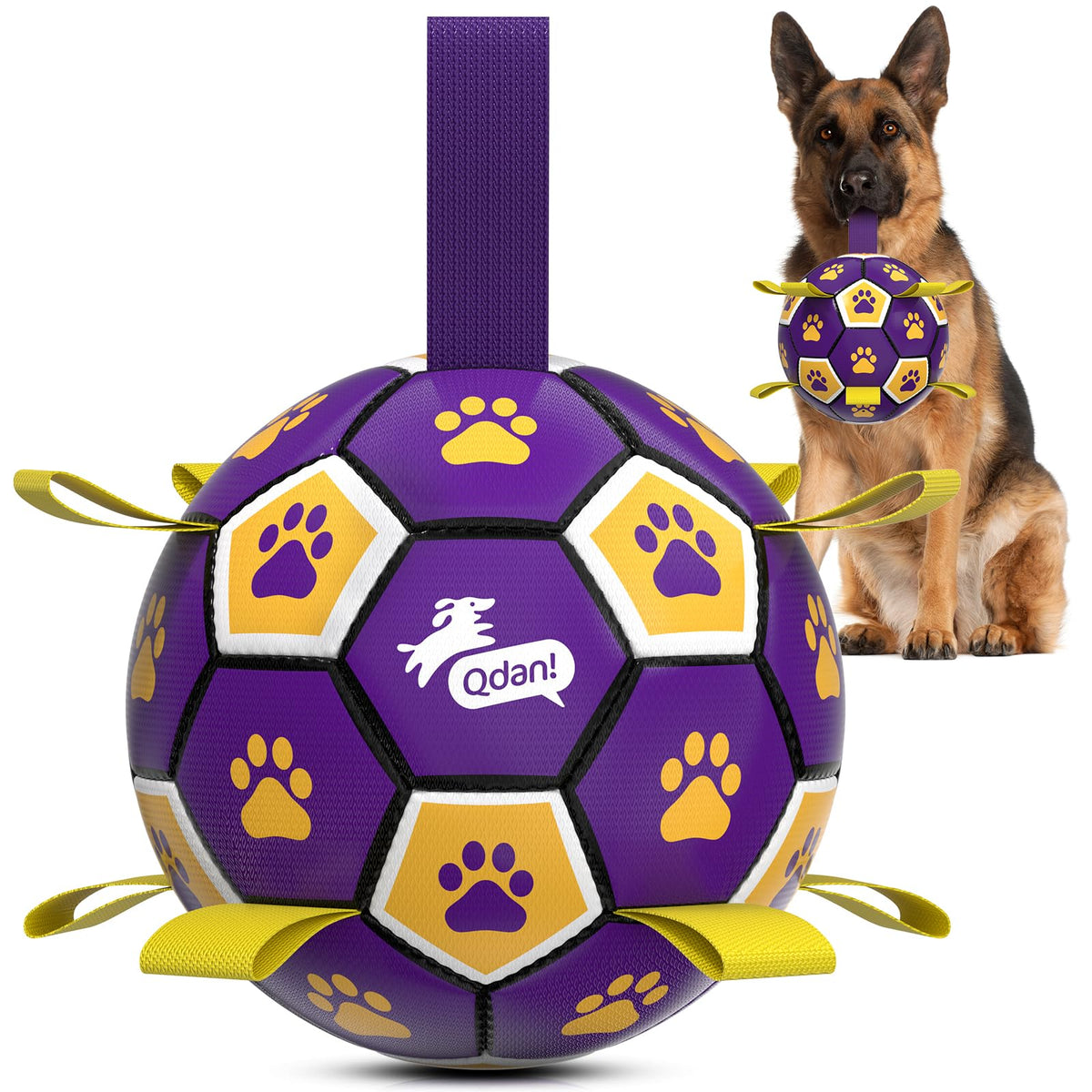 QDAN Dog Toys Balls with Bell Inside, Squeaky Dog Balls for Tug of War, Puppy Birthday Gifts, Dog Water Toys, Ball for Small Dogs(Black Green, 5 inch)