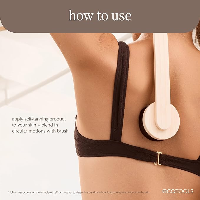 EcoTools Good Tan Self-Tan Back Applicator, Long Handle Back Brush For Controlled Sunless Tanning, Eco Friendly, Vegan & Cruelty Free, 1 Count