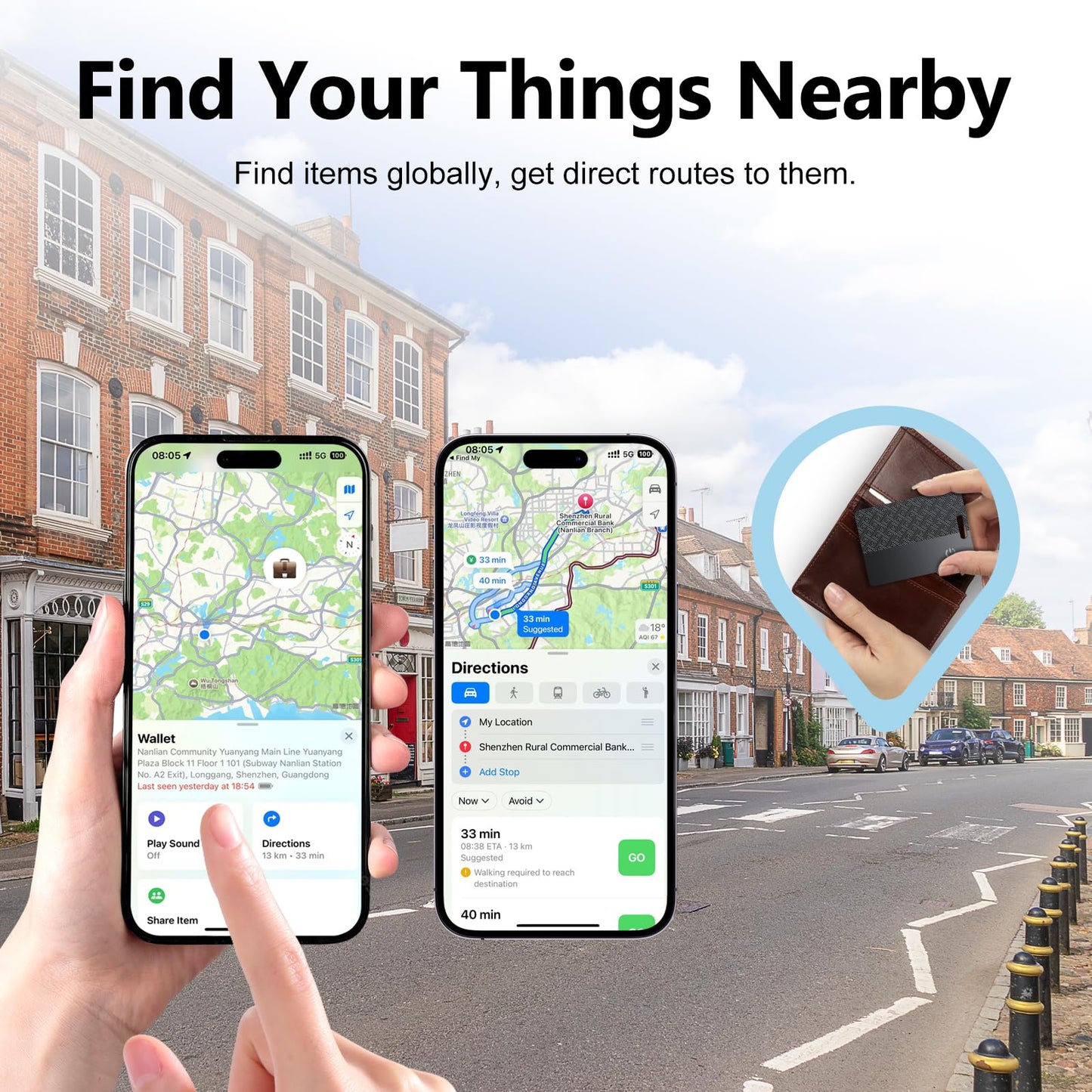 Ultra-Thin Wallet Tracker Card(iOS Only), Bluetooth Tracker Smart Card for Apple Find My iPhone Wallet GPS Tracker, Supports Wireless Charging, 10 Years Battery for Luggage, Wallets, Backpacks, Keys