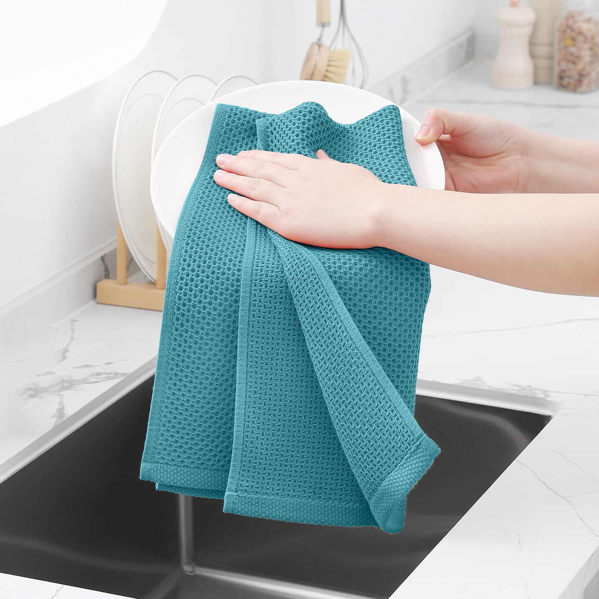 100% Cotton Waffle Weave Kitchen Dish Towels 18 (18 Count)