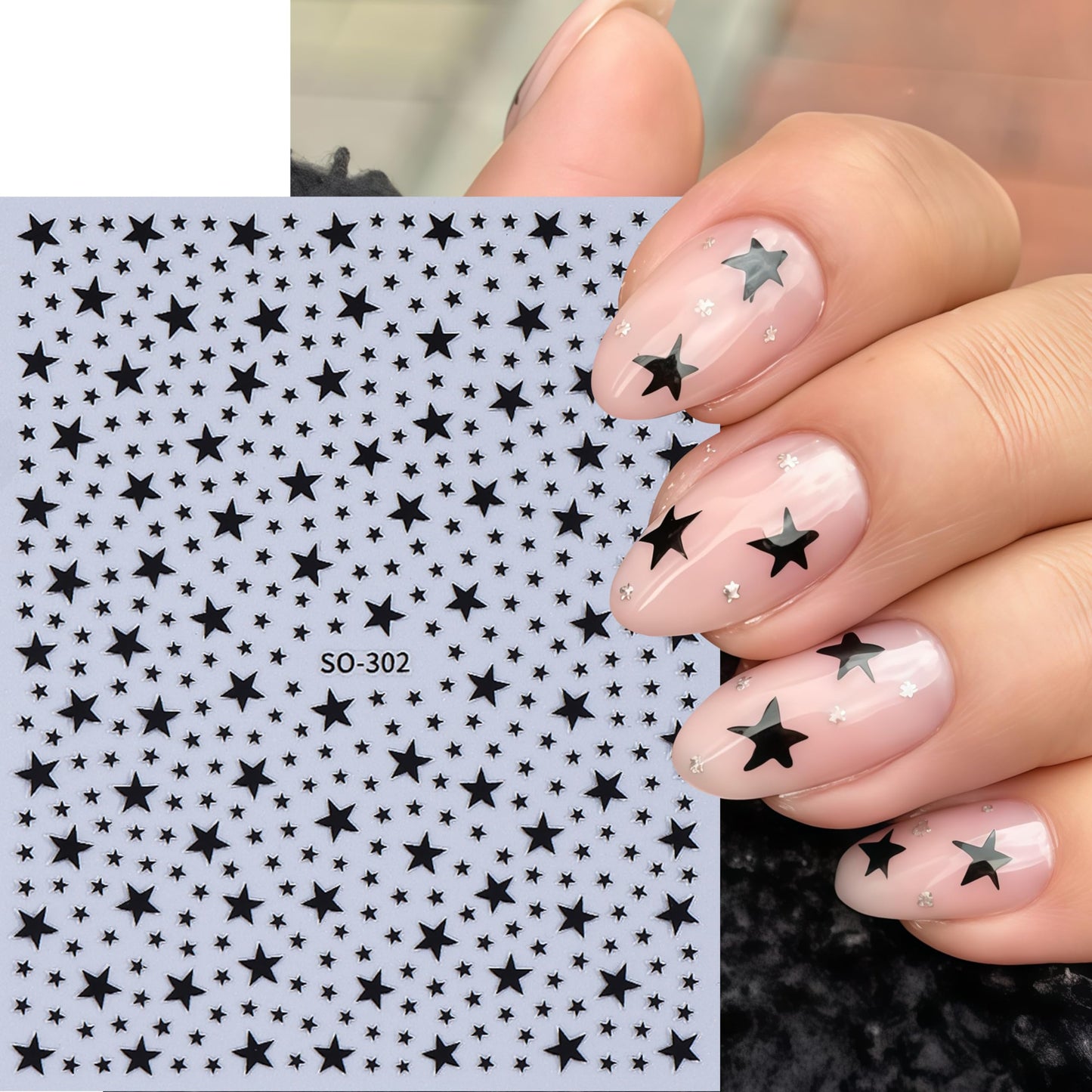 8pcs Stars Nail Art Stickers 3D Self Adhesive Stars Nail Decals Red White Gold Silver Blue Black Star Designs Nail Sticker Mini Stars 4th of July Nail Design Star Nail Supplies for Women Manicure DIY