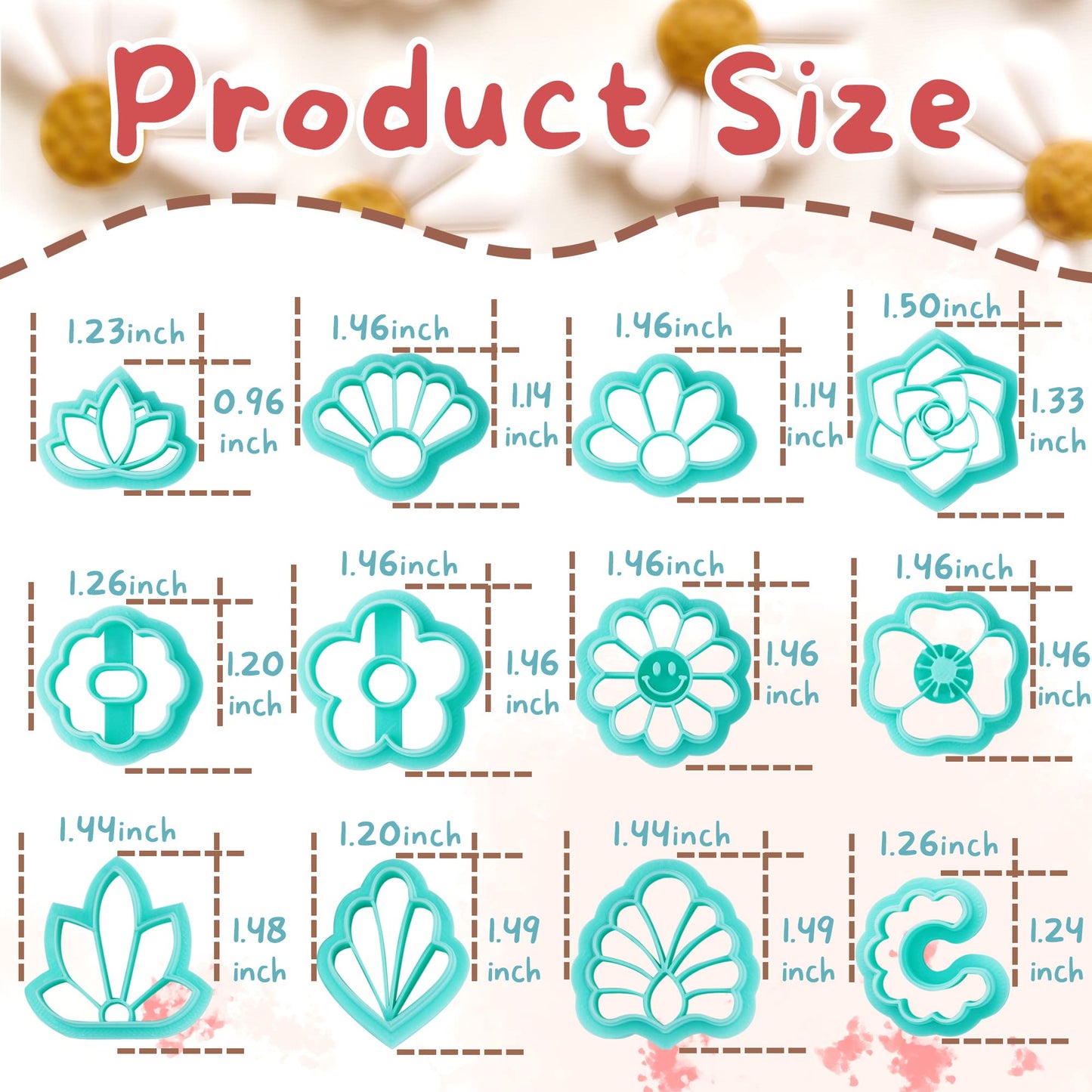 TAINSKY Flower Shape Polymer Clay Cutters Set, 12 Shapes Clay Earrings Cutters for Polymer Clay Jewelry, Plastic Clay Earring Cutters for Polymer Clay Jewelry Making