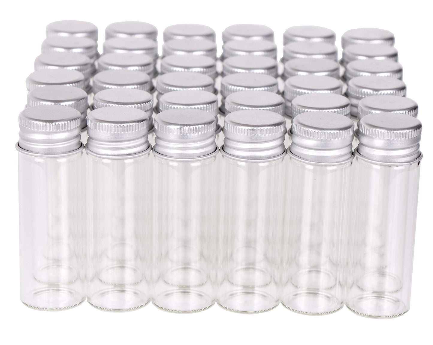 MaxMau 100 Tiny Glass Bottles Clear Small Vials 15 Milliliter Empty Mini Jars with Aluminum Screw Top Lids Sample Message Bottle Wedding Favors Decorations DIY Jewelry Accessories Liquid Hold Storage