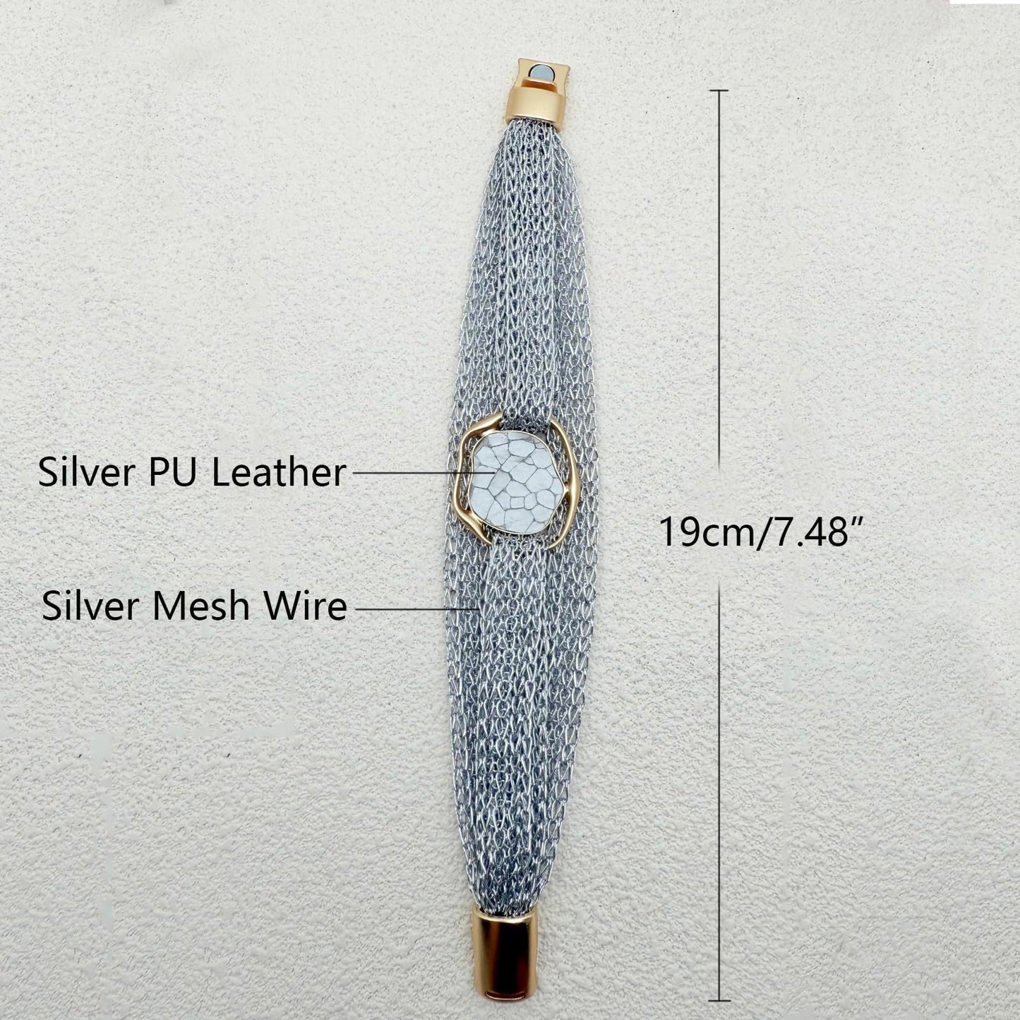YKKZART Silver Bracelet for Women Multi-layer Mesh Chain Disc Bracelet Silver Mesh Bangle Bracelet Trendy Statement Gift