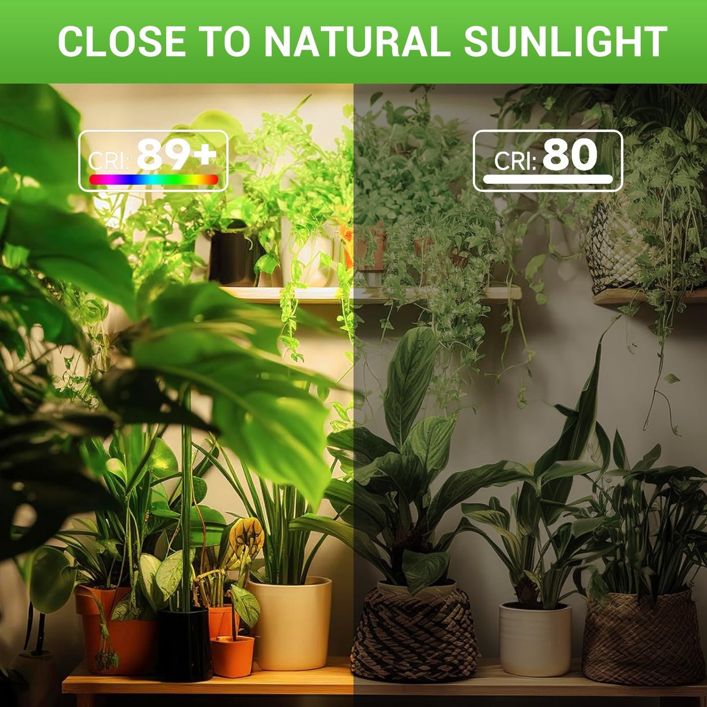 RDJ Bouns 80W Hanging Grow Light for Indoor Plants, High PPFD Full Spectrum Pendant Plant Light with Adjustable Pulley & 4 Foldable Panels, Built-in 4/8/12H Auto Cycle Timer,16.4ft Power Cord, Plug-in
