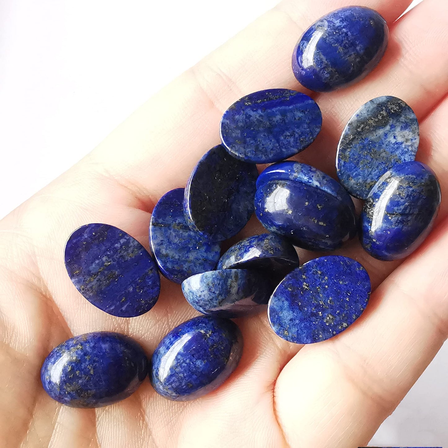 Bacatgem 7 Pcs Lapis Lazuli Oval Cabochons Flatback Crystal Stone Gemstones Beads for Jewelry Making DIY,18x13mm