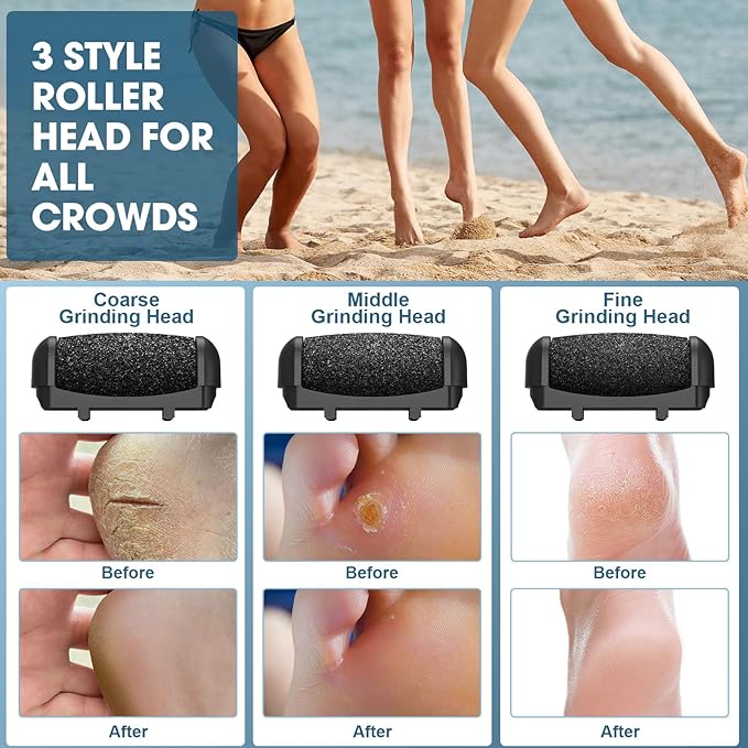 Electric Callus Remover for Feet - Larger Grinding Head&3Speed, Foot Care Pedicure Callus Shaver Foot Scrubber Deadskin Remover, Waterproof Pedicure Tool Foot File for Deadskin Dry Crack Skin Calluses