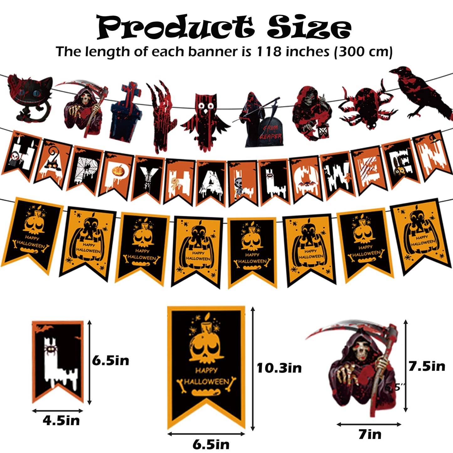 Halloween Decor Indoor - Hanging Swirl Ceiling & Wall Party Decor with Bats, Spiders, Pumpkins, Skulls, Ghosts Banner Halloween Decorations Indoor Outdoor Supplies