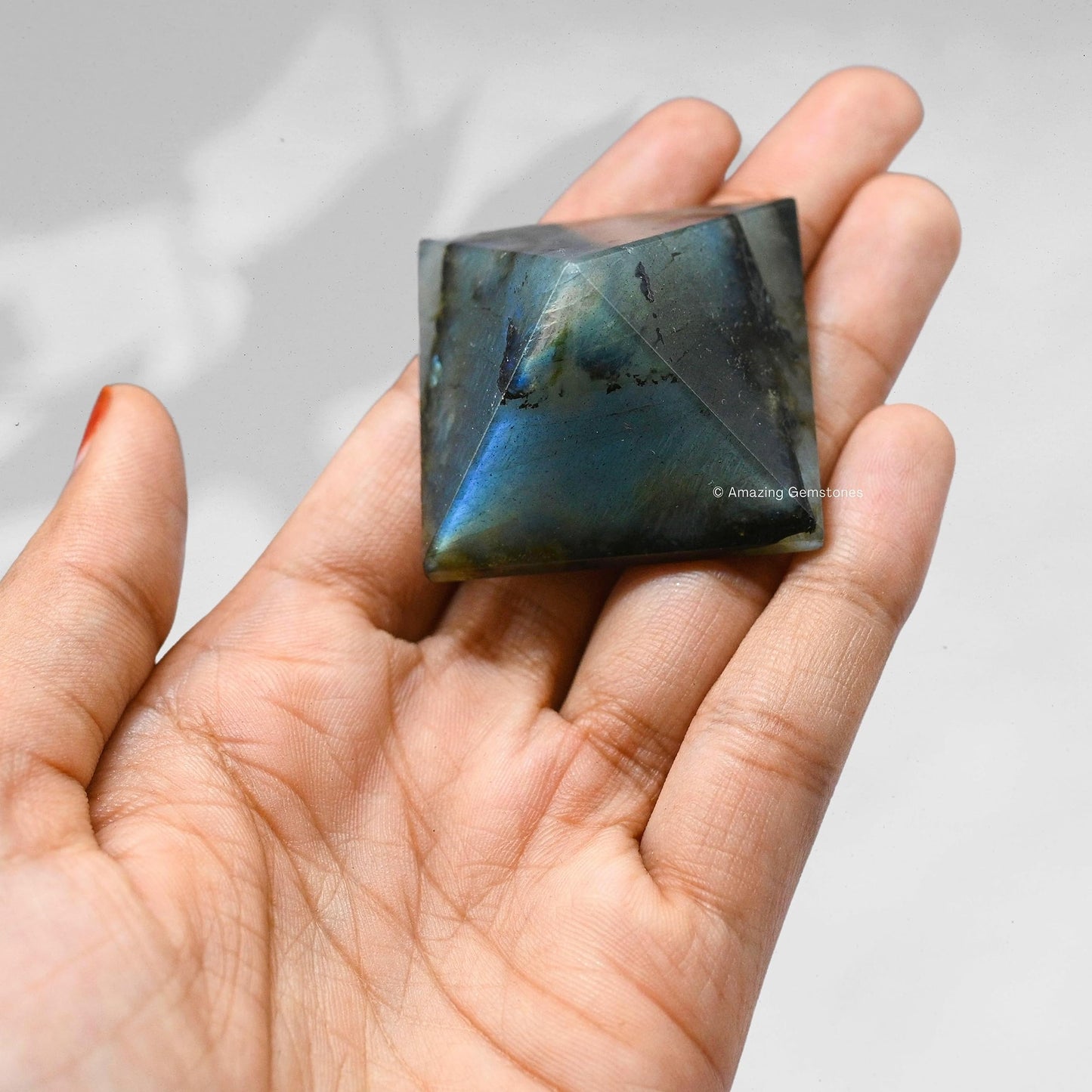 Amazing Gemstone Labradorite Pyramid Crystal Healing Stones - 1.5" Great Pyramid Figurine of Natural Stone Pyramid for Meditation, Reiki, Chakra Balancing and Crystal Pyramids Grid