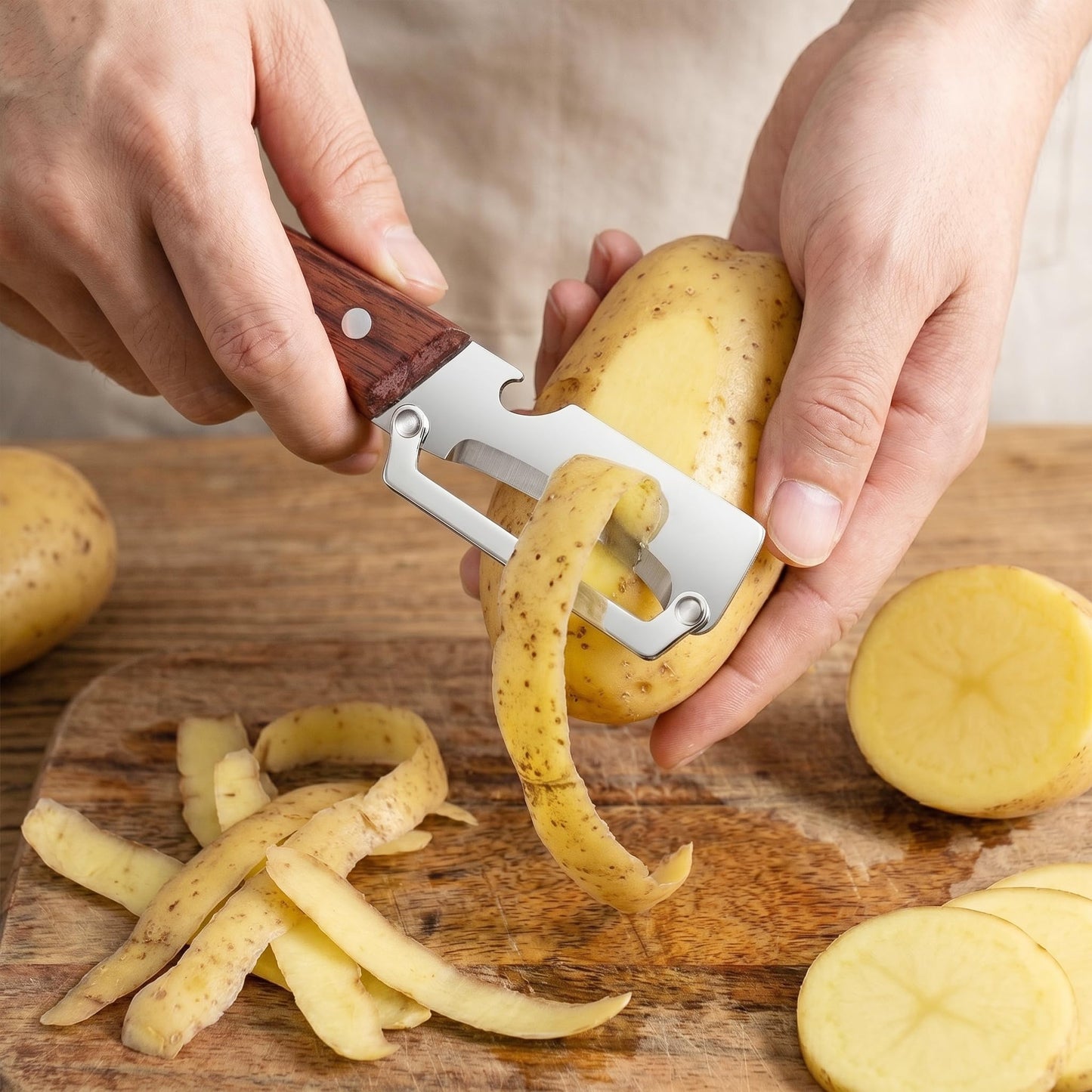 Multifunctional Vegetable Peeler for Kitchen & Bottle Opener,2 in 1 Stainless Steel Paring Knife for Fruit Veggie,Kitchen Gadgets for Sugar Cane Potato Fruit Pineapple Pumpkin Veggie Peeler(2 PCS)