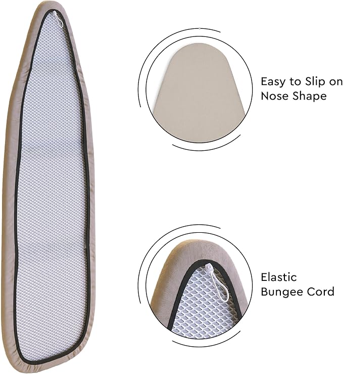 Encasa XO Ironing Board Cover and Pad 49"x18" - 4mm Felt Wide Iron Board Cover with Padding - Heat Resistant, Stain-Safe Dye, Non Slip Elastic Bungee Cord Tightening Iron Table Cover Coral
