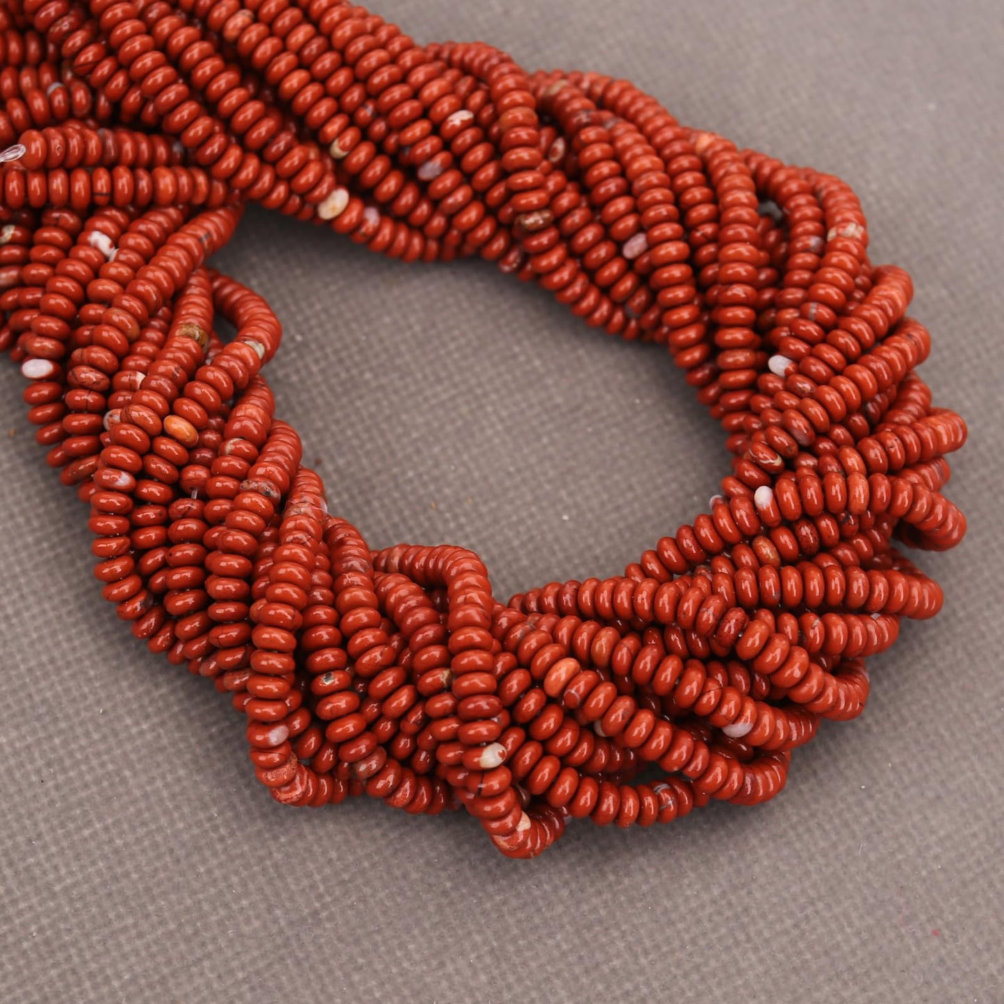 BONNY BOXX 1 Strand (150PCs) Natural 2 * 4mm Red Jasper Rondelle Beads, Natural Abacus Disk Stone Beads Loose Spacer Gemstone for DIY Bracelet Necklace Jewelry Making