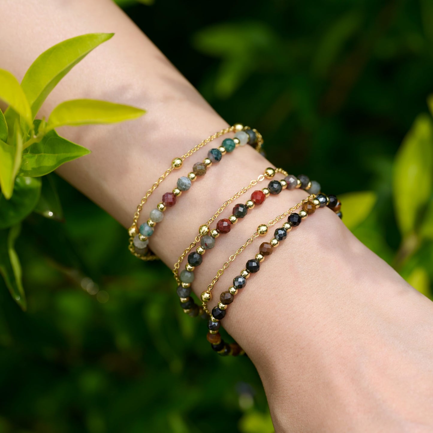 Farfume India Agate Crystal Bracelet Beaded Bracelets for Women 4mm Natural Stone Beads Gemstone Handmade Jewelry Valentine's Day Gifts