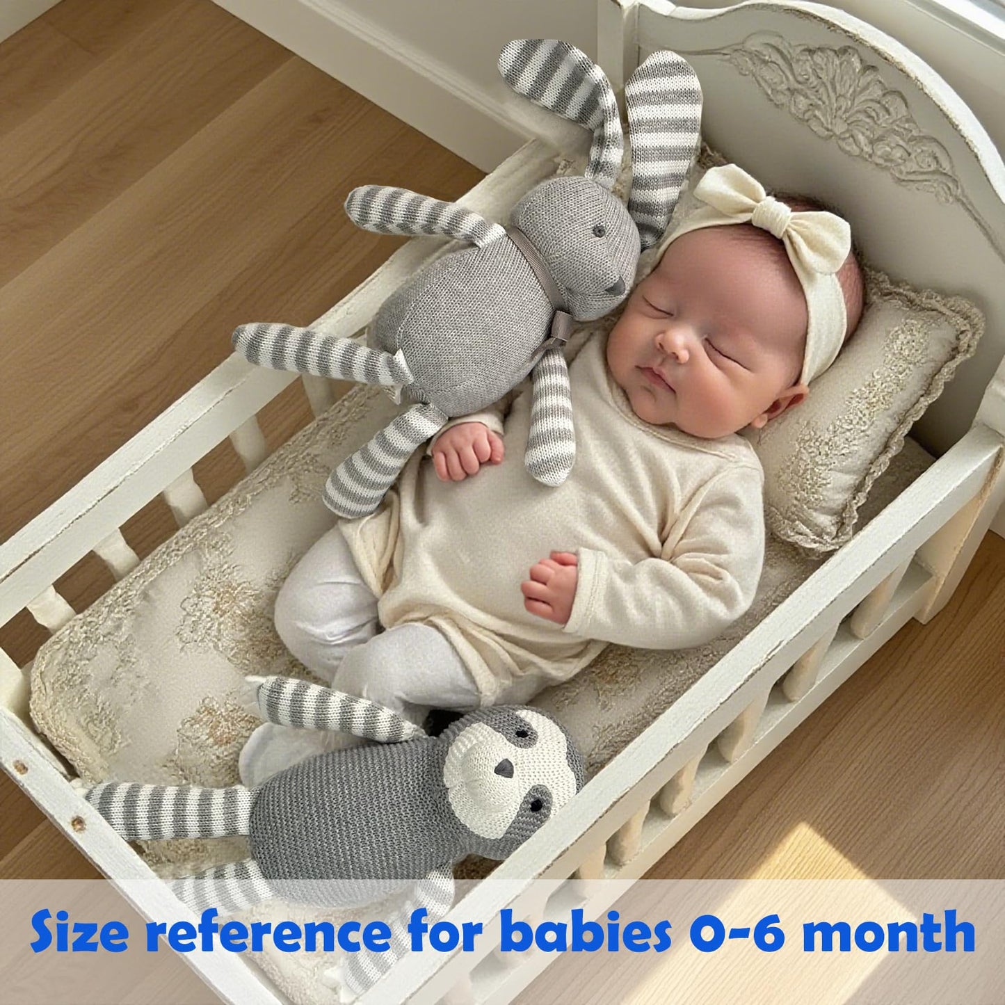 FLUFFYFUN 100% Organic Cotton Grey Bunny Rabbit Plush, 7.1" Baby Stuffed Animal for Newborn