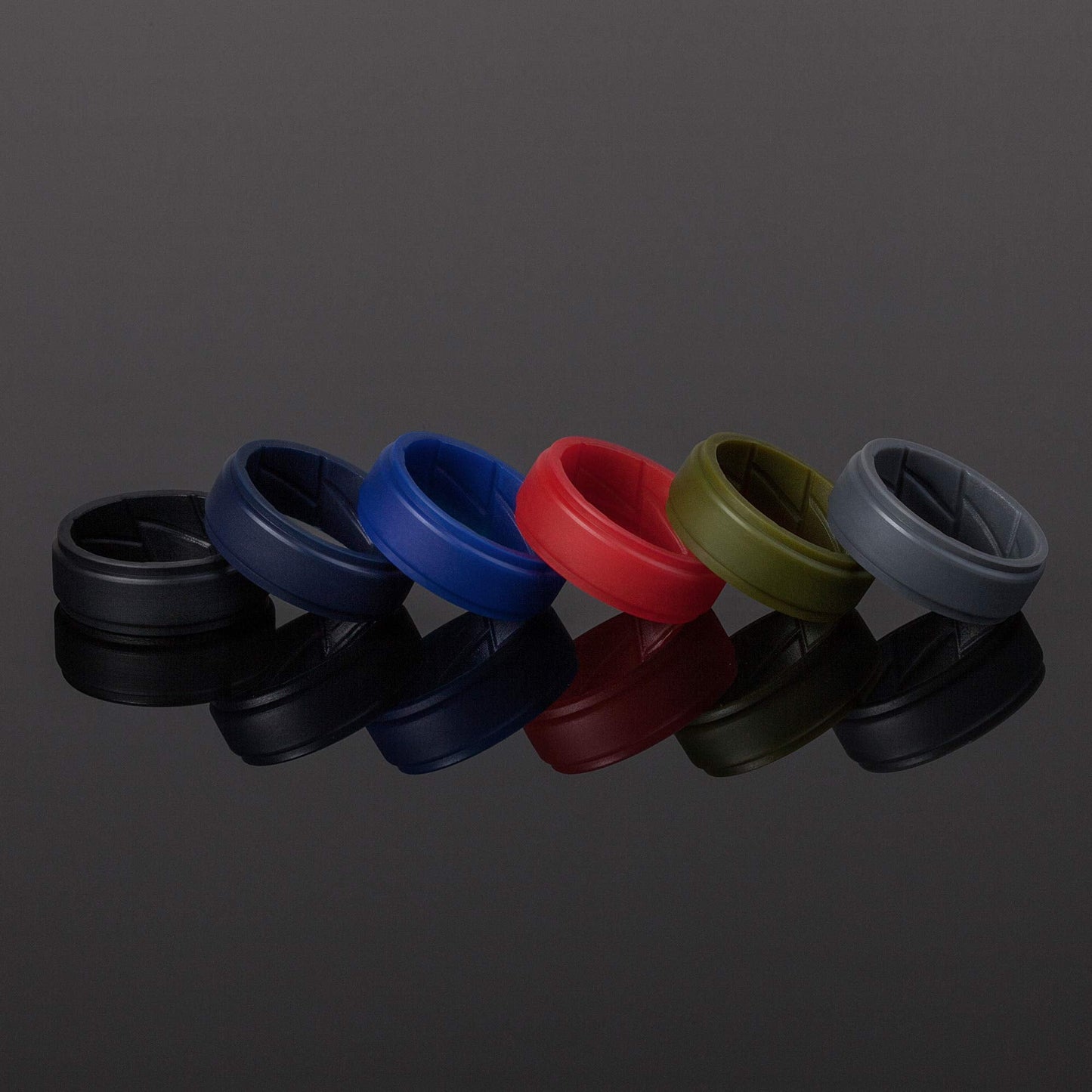 ThunderFit Silicone Wedding Rings for Men Breathable Airflow Inner Grooves, Step Edge Sleek Design Rubber Engagement Bands 8mm Wide 2mm Thick, Variety Multipack 1-7