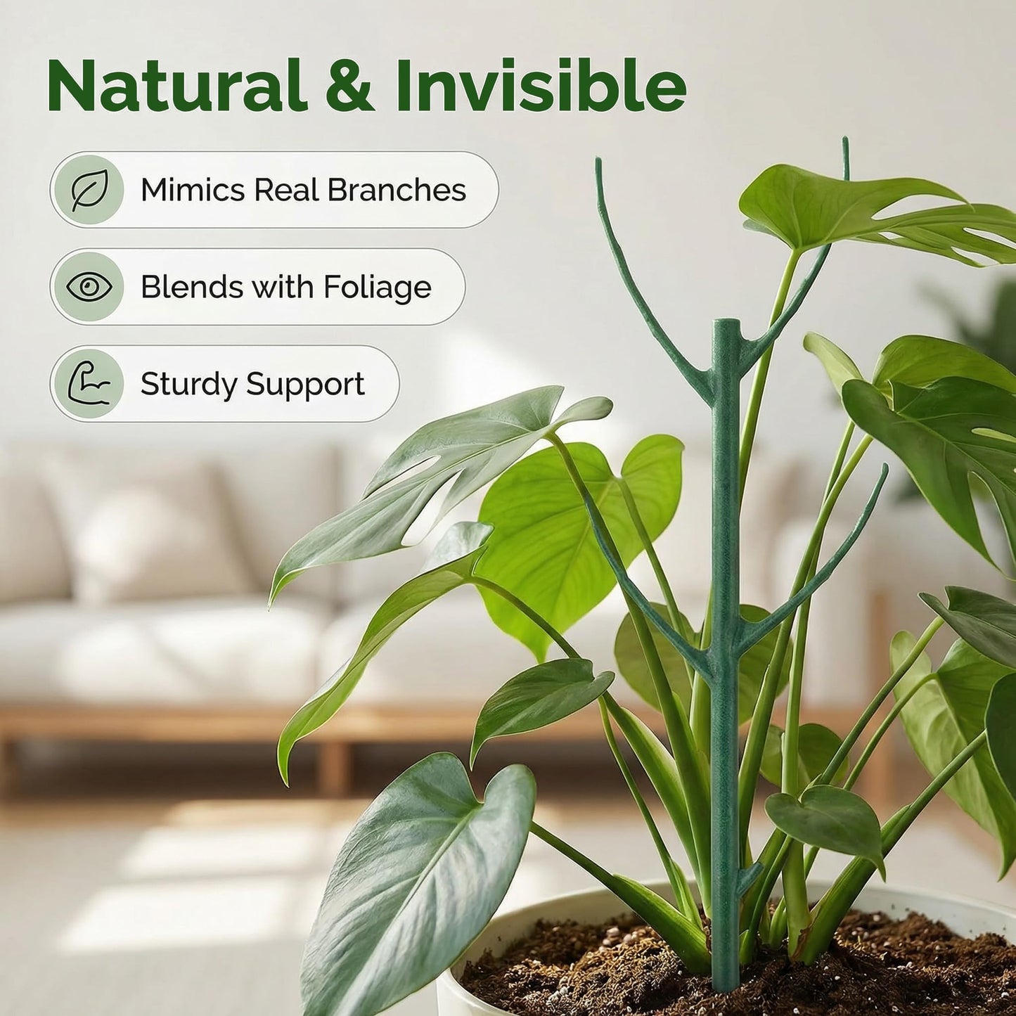 10 Pack Stackable Monstera Plant Support Stakes for Indoor & Outdoor Plants,Plant Support Structures for Climbing and Potted Plants,Plant Sticks for Vine Training & Stem Stabilization