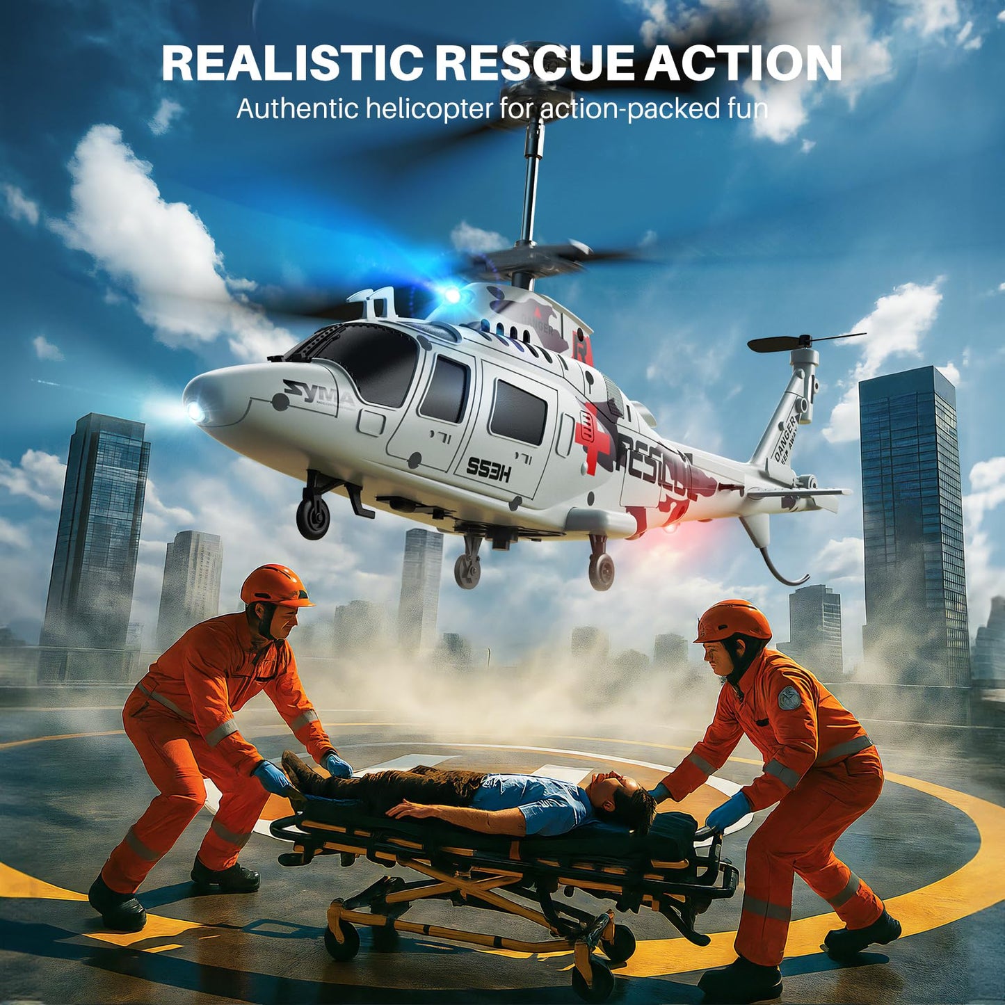 SYMA Remote Control Helicopter, S53H Rescue RC Helicopter with Upgraded Protection System, Lifelike Simulation, Easy to Fly, Educational Toy & Gift for Boys Girls Beginners