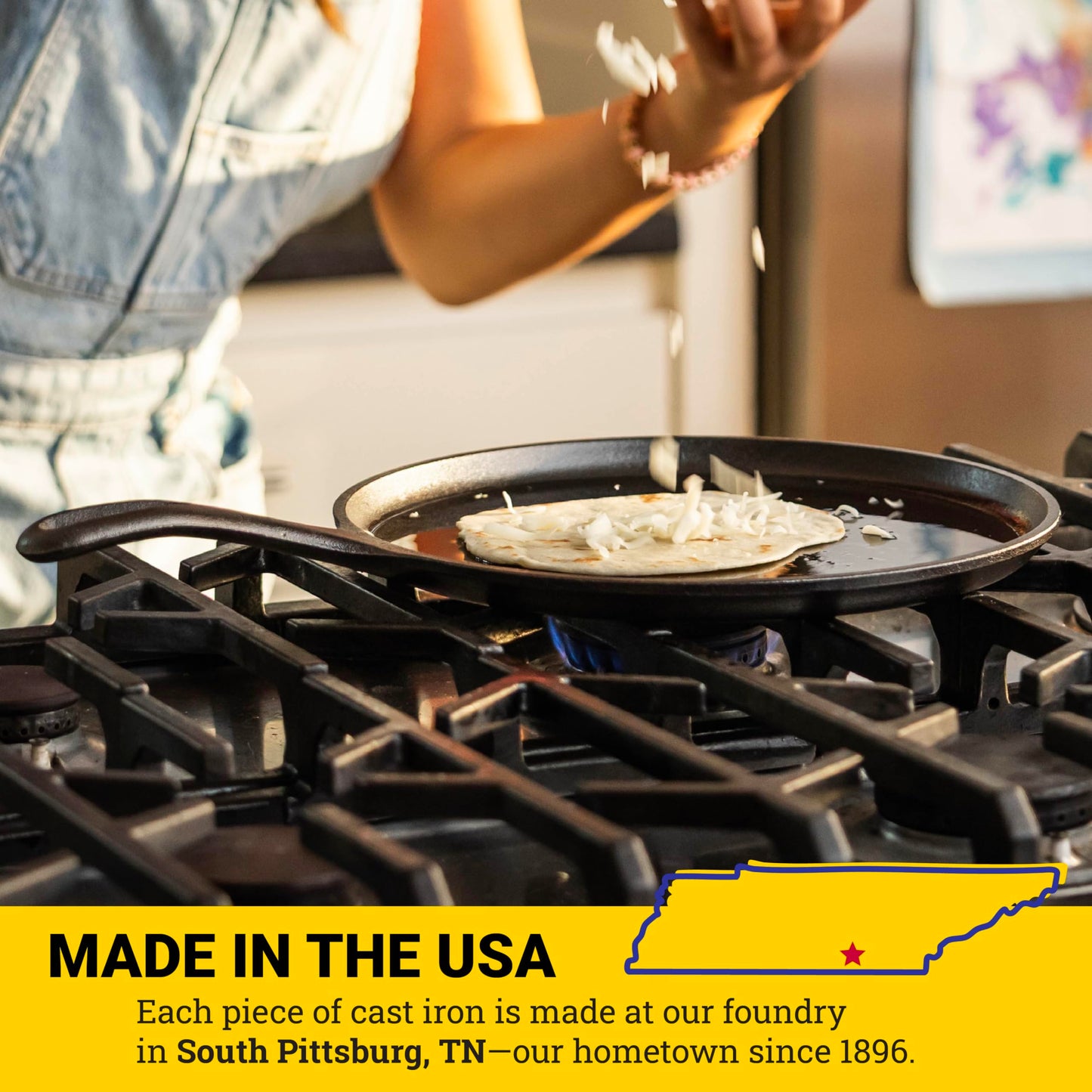 Lodge Round Seasoned Cast Iron Griddle - Round-Shaped, Pre-Seasoned Iron Griddle Pan - Non-Toxic, PFAS-Free Cookware - Compatible with Stovetop, Oven, Grill, or Campfire - 10.5 Inches